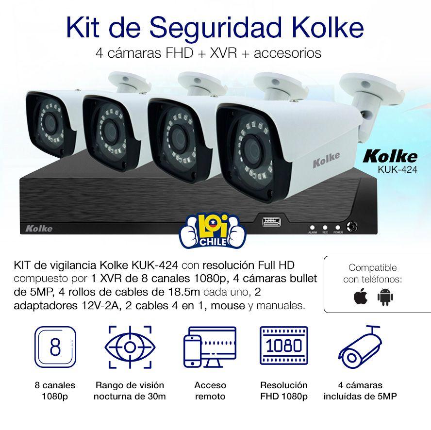 Kit de Seguridad 4 Cámaras 5MP 8 Canales FullHD 1080p Acceso Remoto-0