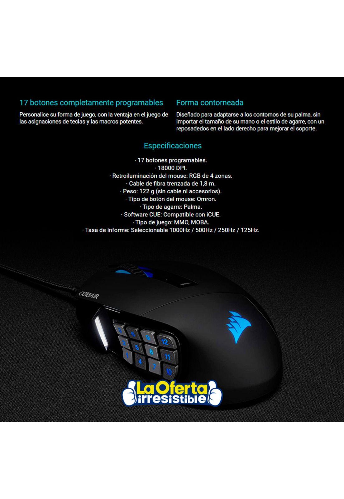 Mouse Gamer Corsair Scimitar RGB Elite-4