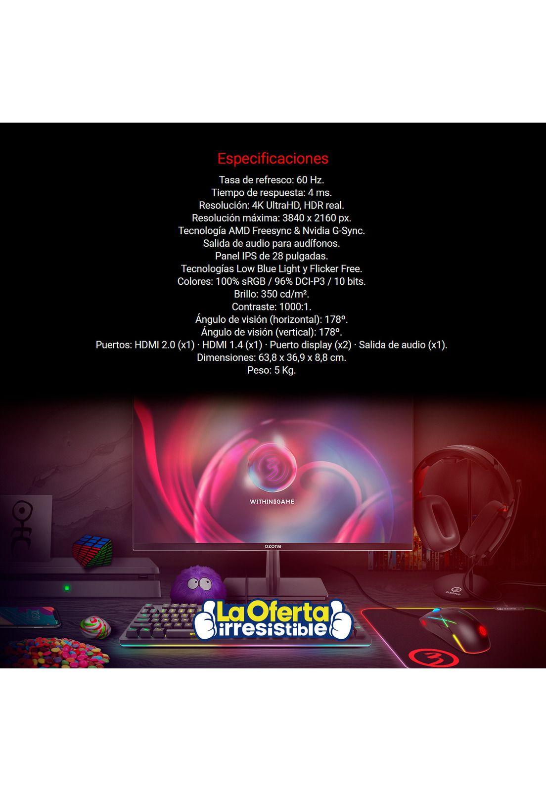 Monitor Gamer Ozone DSP28 IPS 4K-4