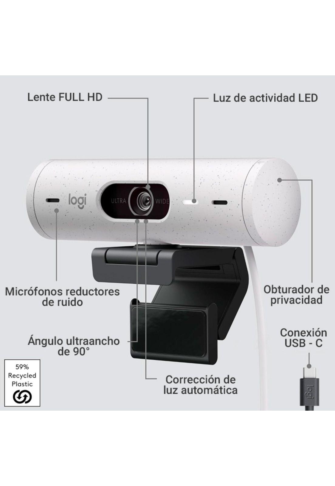Webcam Logitech Brio 500 Webcam Full HD Blanca-6