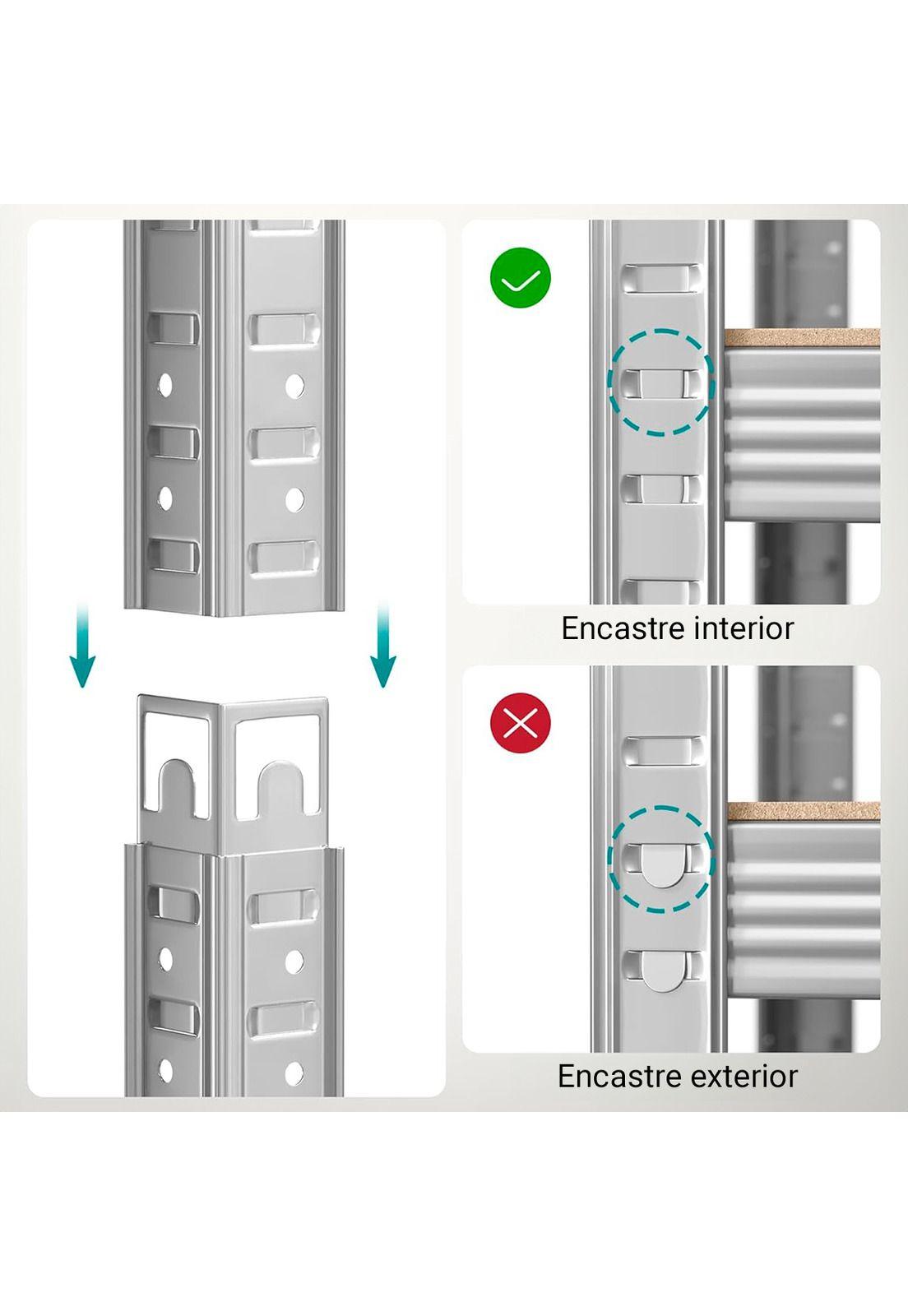 Estante Rack Metálico DecoTeam 5 Estantes 180 x 90 x 40-3