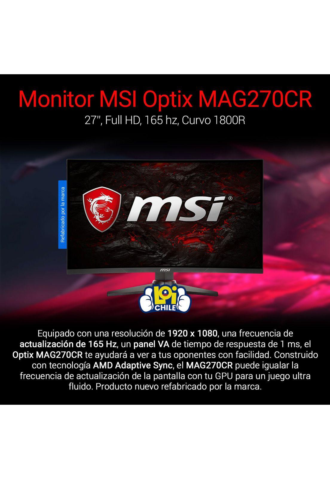 Monitor Gamer Curvo MSI Optix MAG270CR 165Hz 1Ms-1