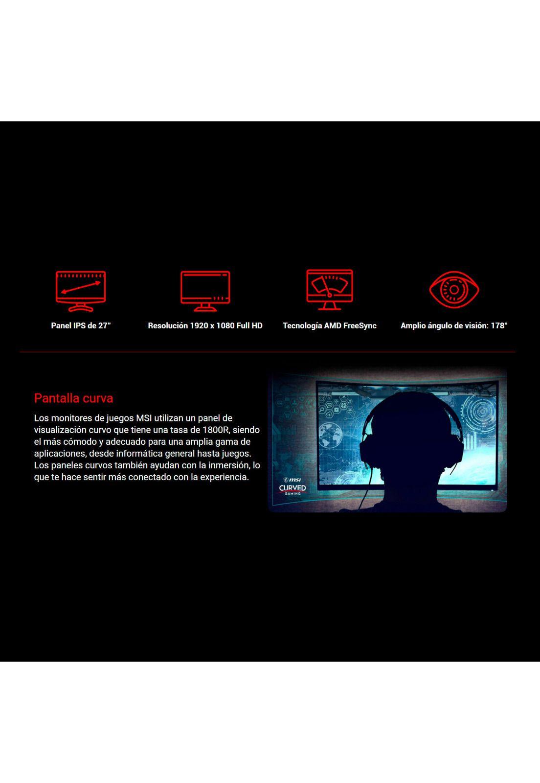 Monitor Gamer Curvo MSI Optix MAG270CR 165Hz 1Ms-2