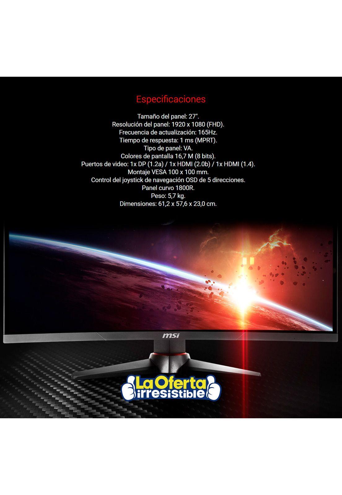 Monitor Gamer Curvo MSI Optix MAG270CR 165Hz 1Ms-4