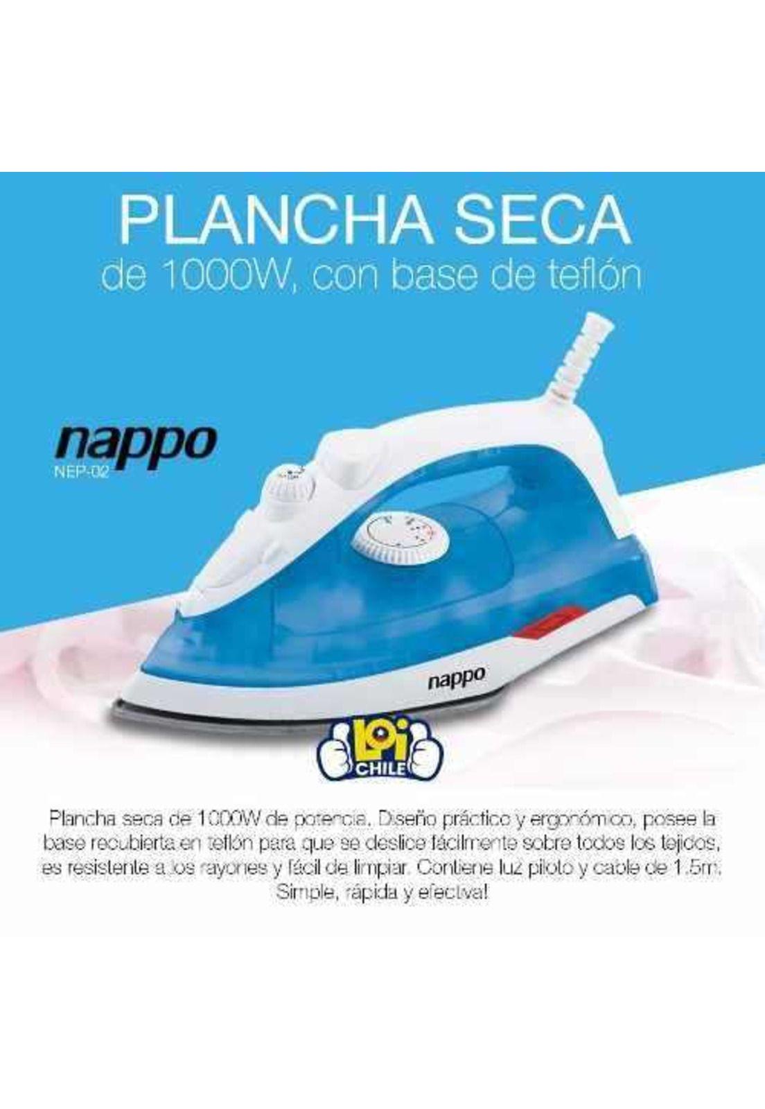 Plancha Nappo 1000W Base De Teflón Celeste-1