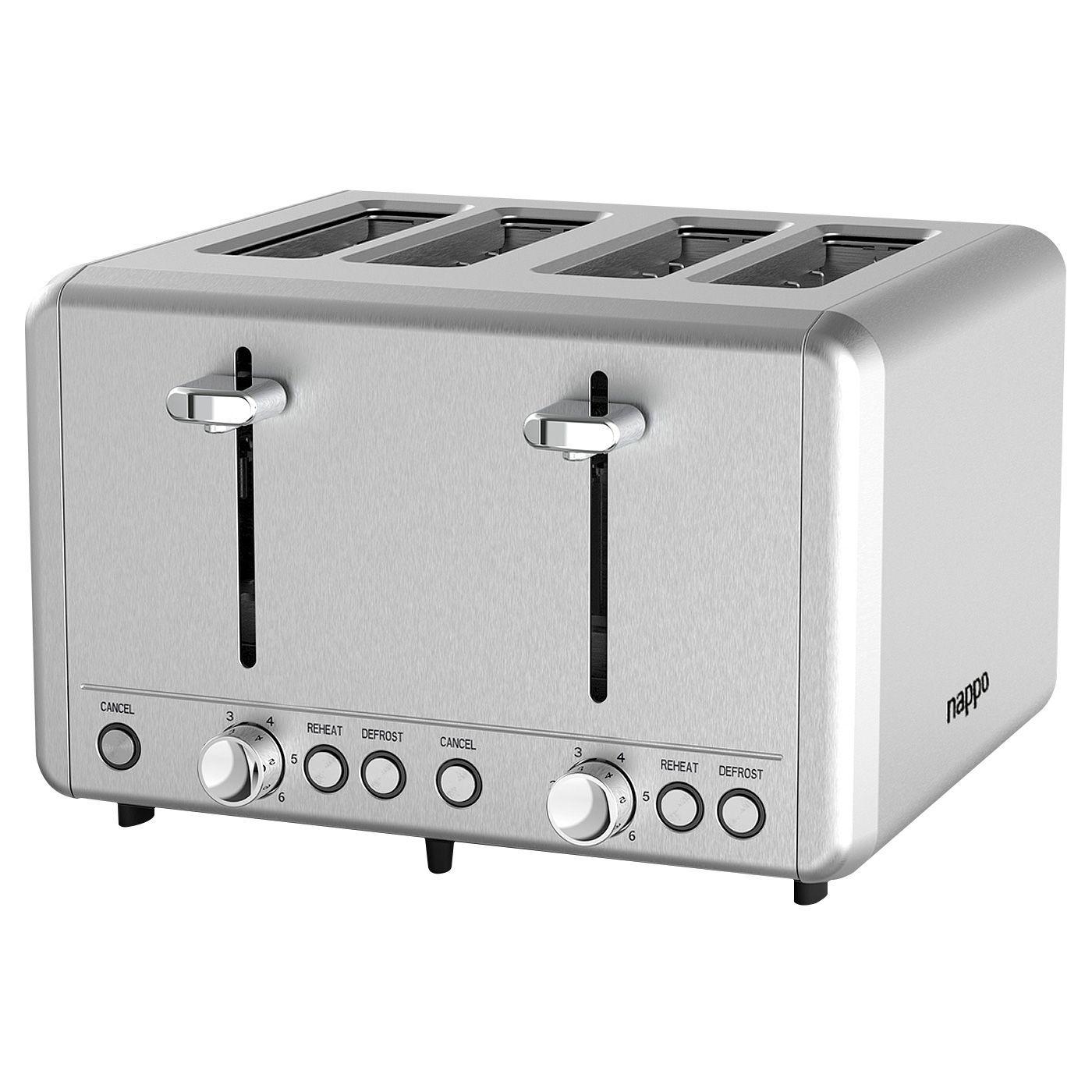 Tostador Eléctrico Nappo 4 Panes Acero Inox 1850w 6 Niveles-0