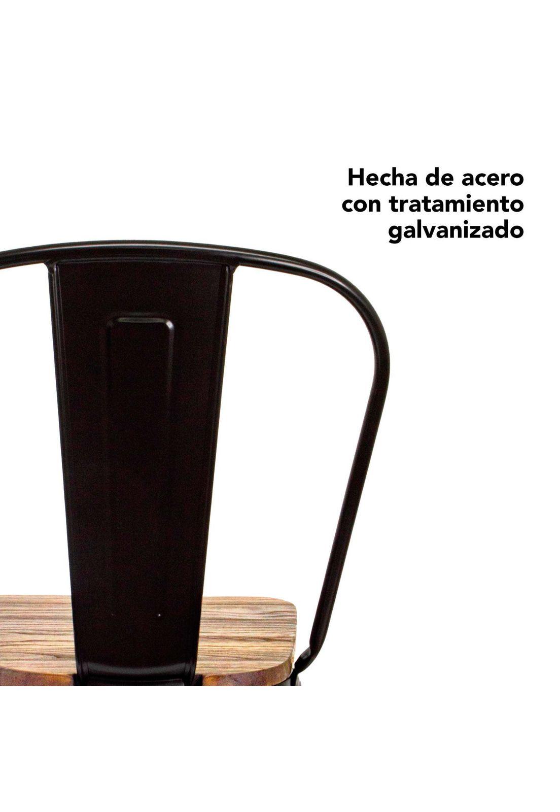 Set de 4 Sillas Tolix Asiento de Madera Empoli Negra-4
