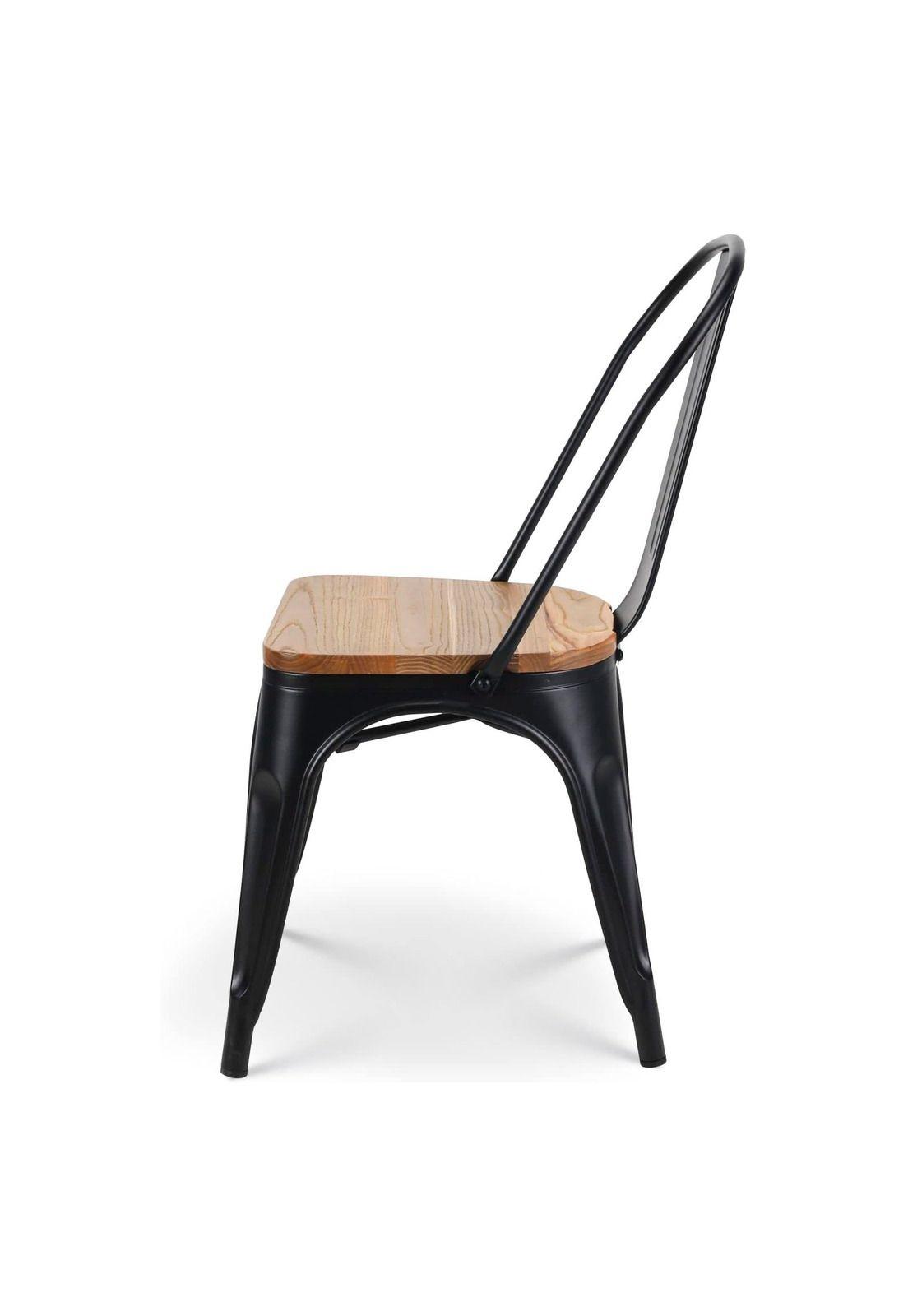 Set de 4 Sillas Tolix Asiento de Madera Empoli Negra-8