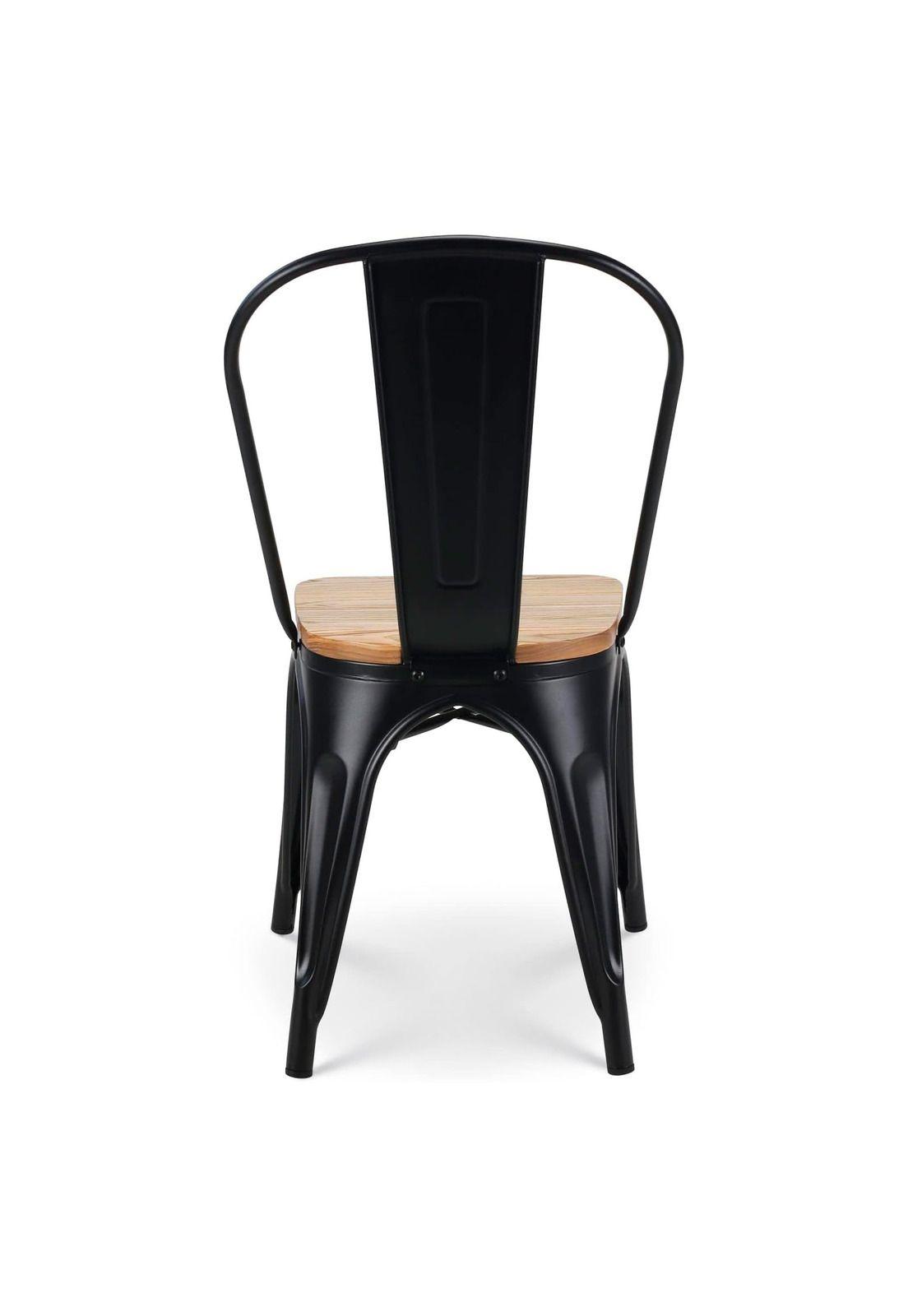 Set de 4 Sillas Tolix Asiento de Madera Empoli Negra-9