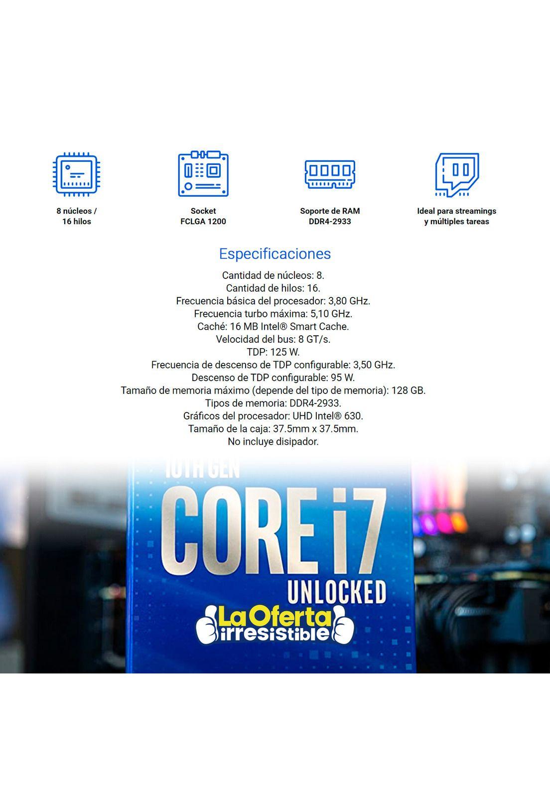 Procesador Intel Core i7-10700K 8 Nucleos 16Mb Cache-2