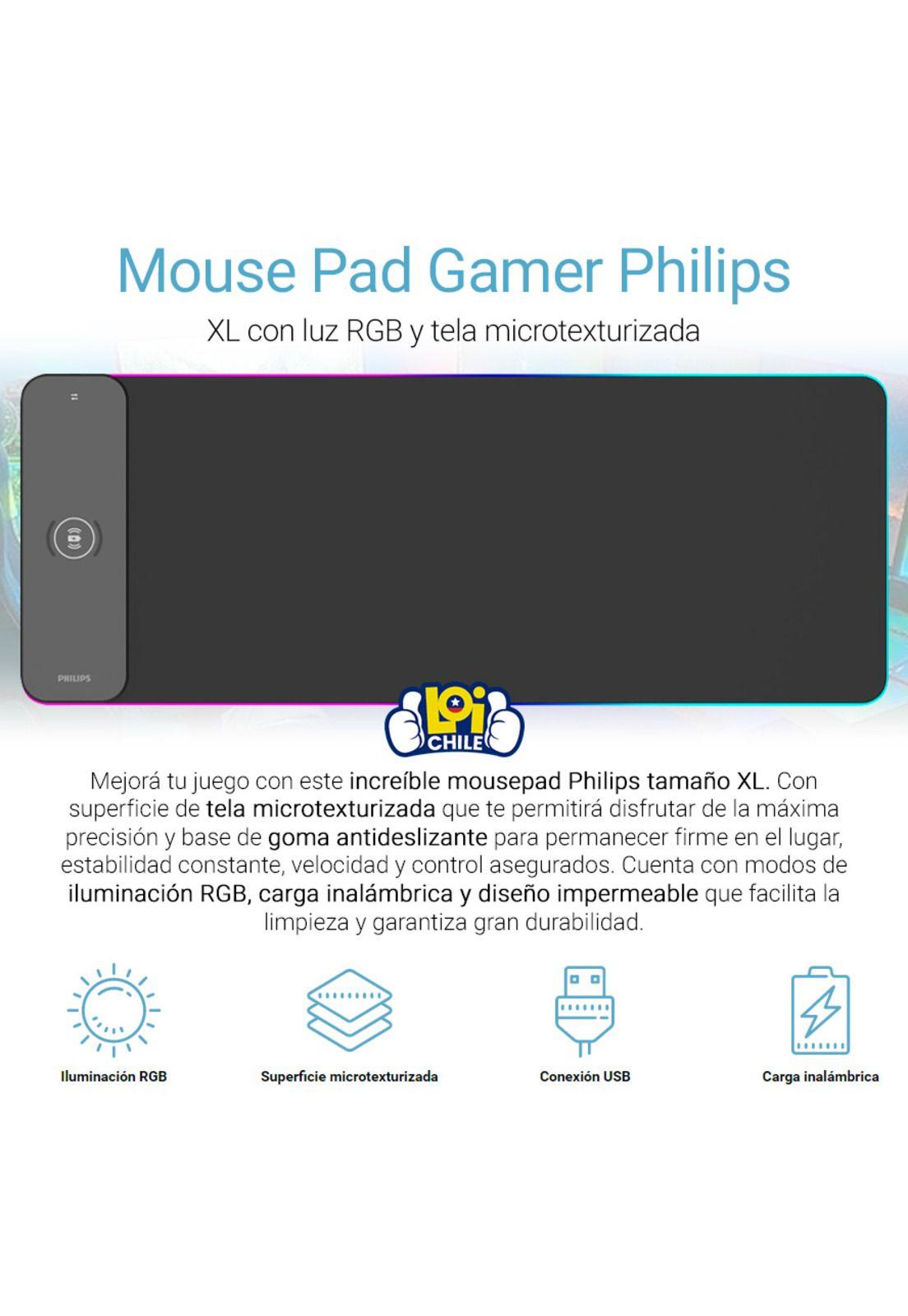 Mousepad Gamer Philips XL Con Carga Inalambrica SPL7604-1