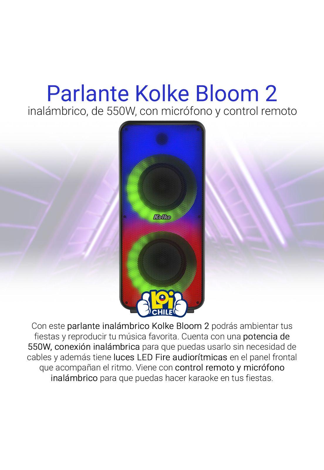 Parlante Bluetooth 8" Kolke Bloom 2 Led TWS 550w Radio FM-1