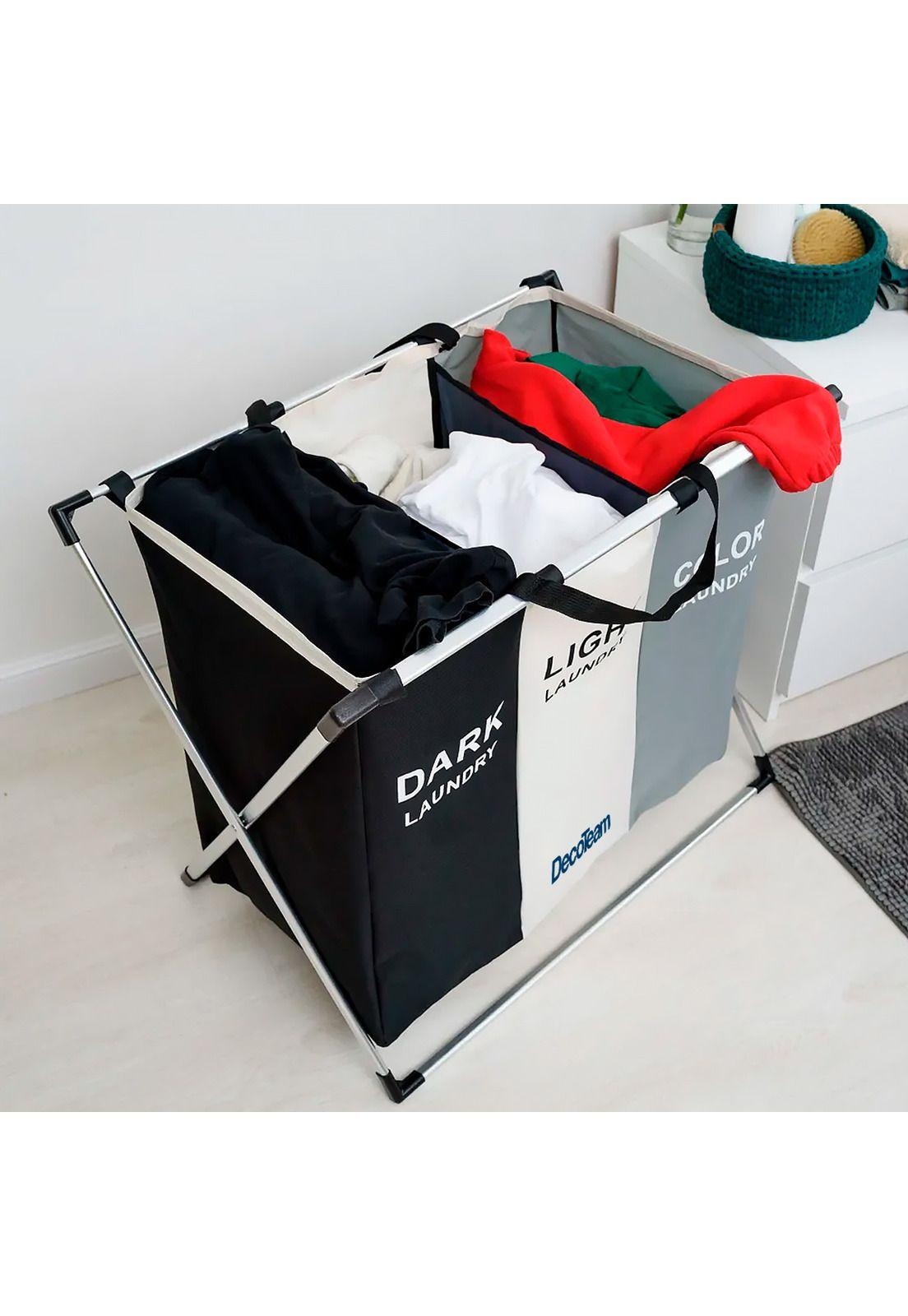 Cesto Triple Para Ropa DecoTeam Desmontable Tela Oxford 600D-2