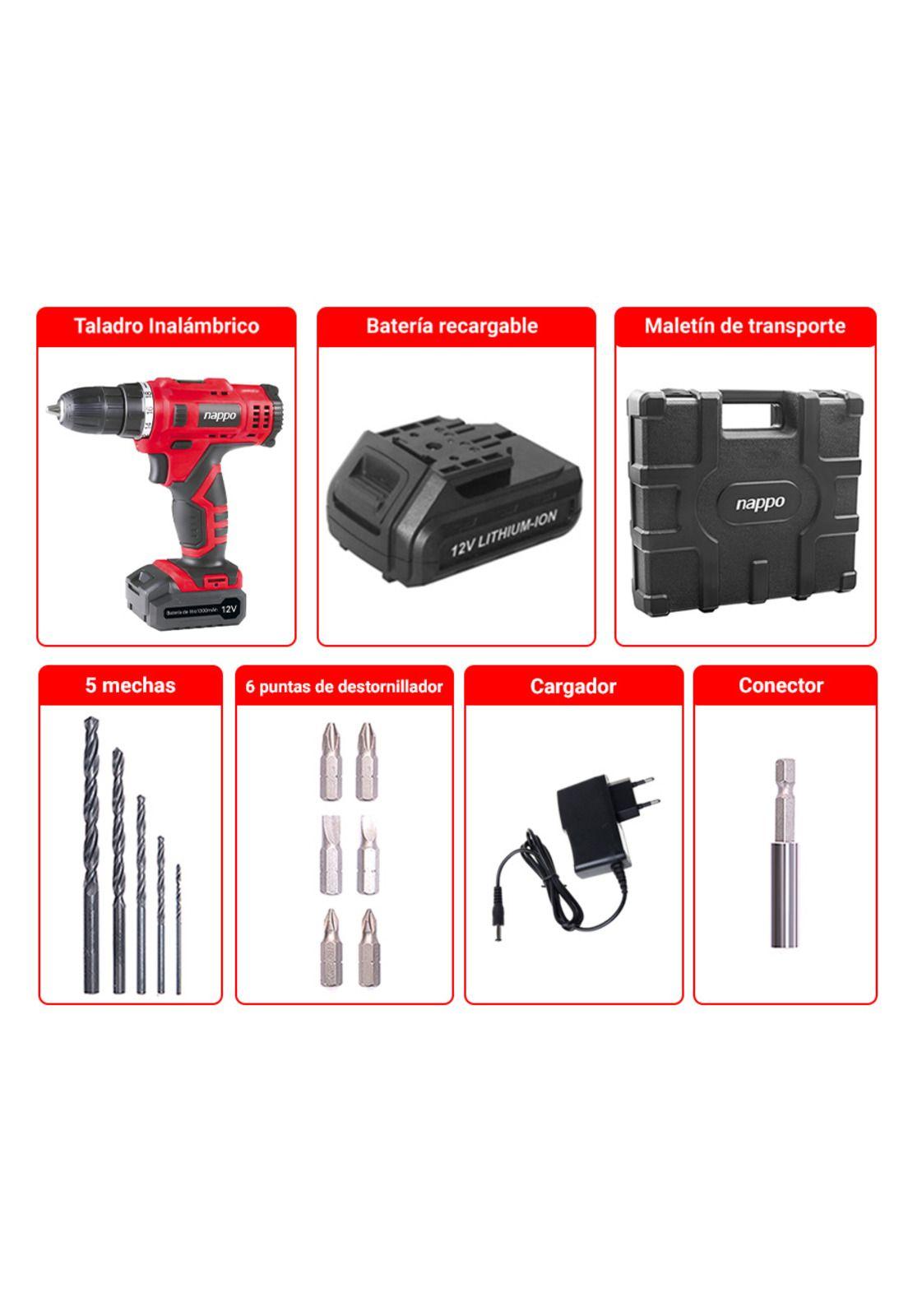 Taladro Inalambrico NAPPO NHK-054 12v Con Accesorios-3