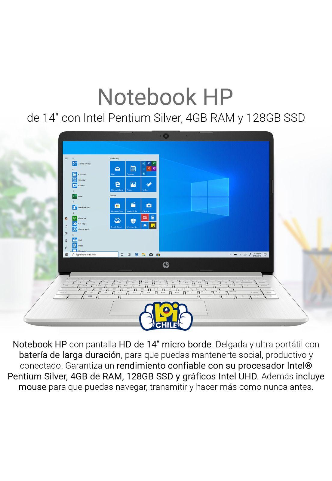 Notebook HP Pentium 4GB 128GB Incluye Office y Mouse 14'-1