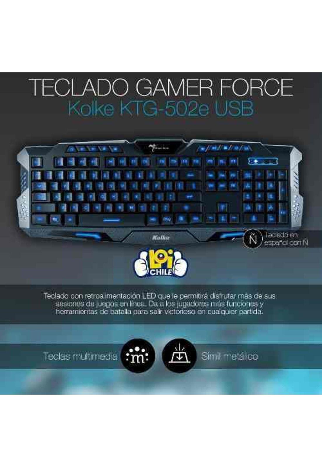 Teclado Gamer Kolke Force Con Luces De Colores Led Usb-1