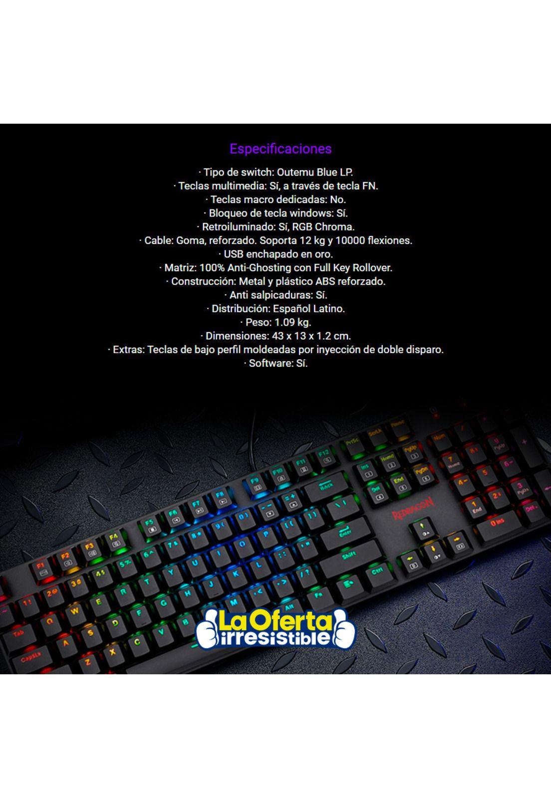 Teclado Gamer Mecanico Shrapnel Redragon-4