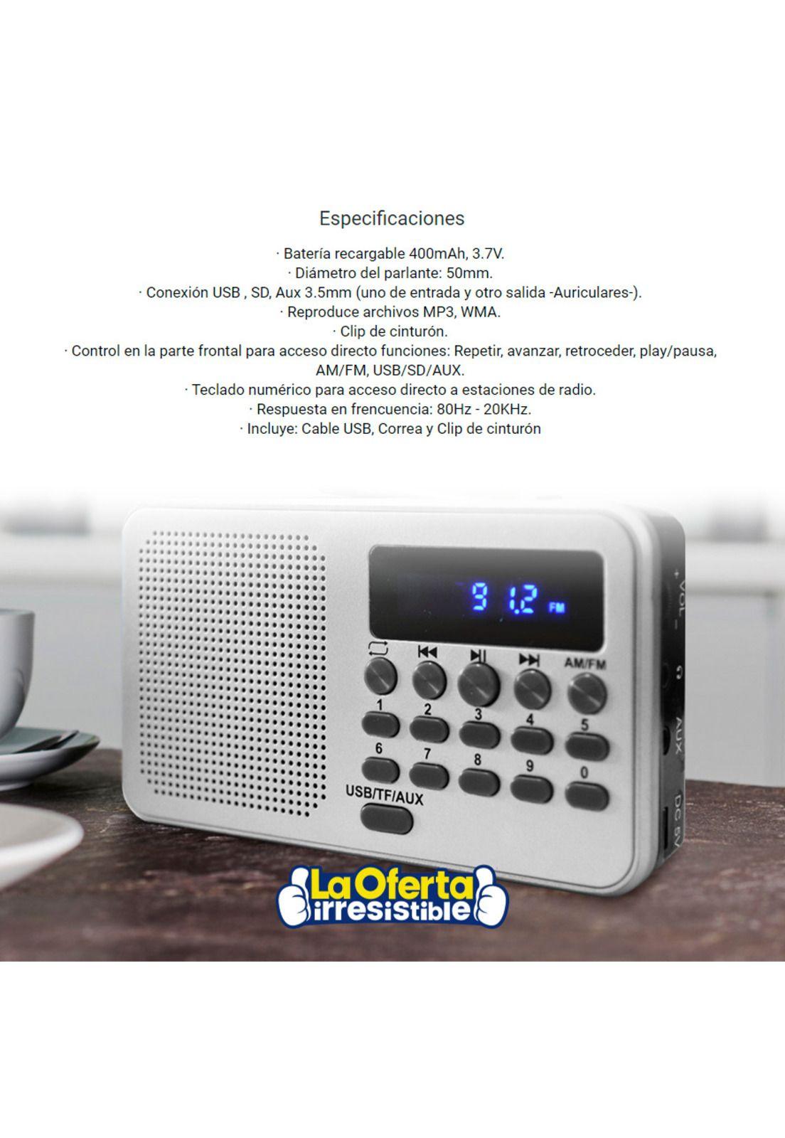 Radio Recargable Kolke con Display Led Conexión USB, SD y Auxiliar 3,5mm-3