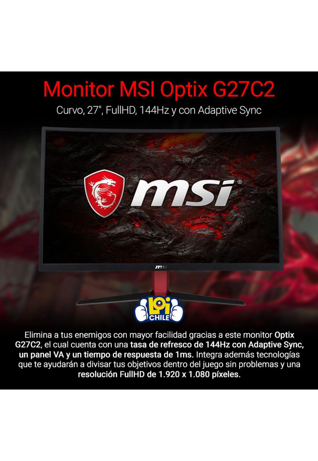Monitor Gamer Curvo MSI Optix G27C2 144Hz 1Ms 27'-1