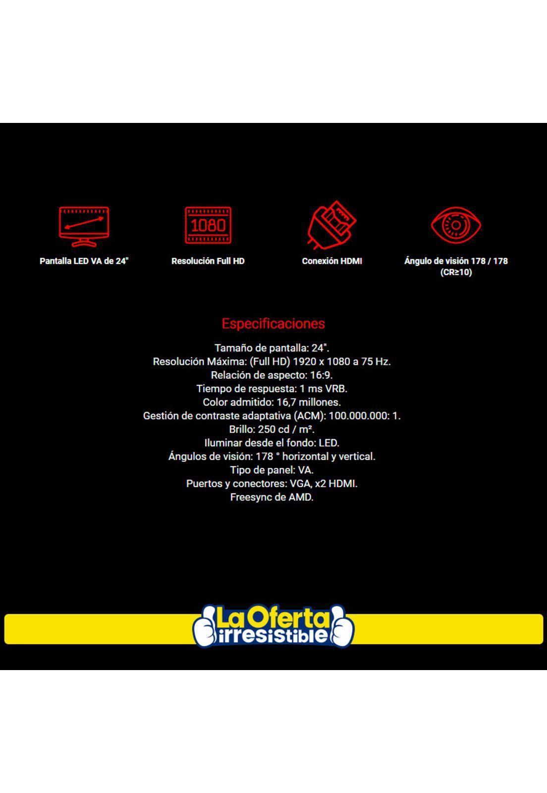 Monitor Gamer Acer Nitro AMD FreeSync 75Hz FHD 24'-2