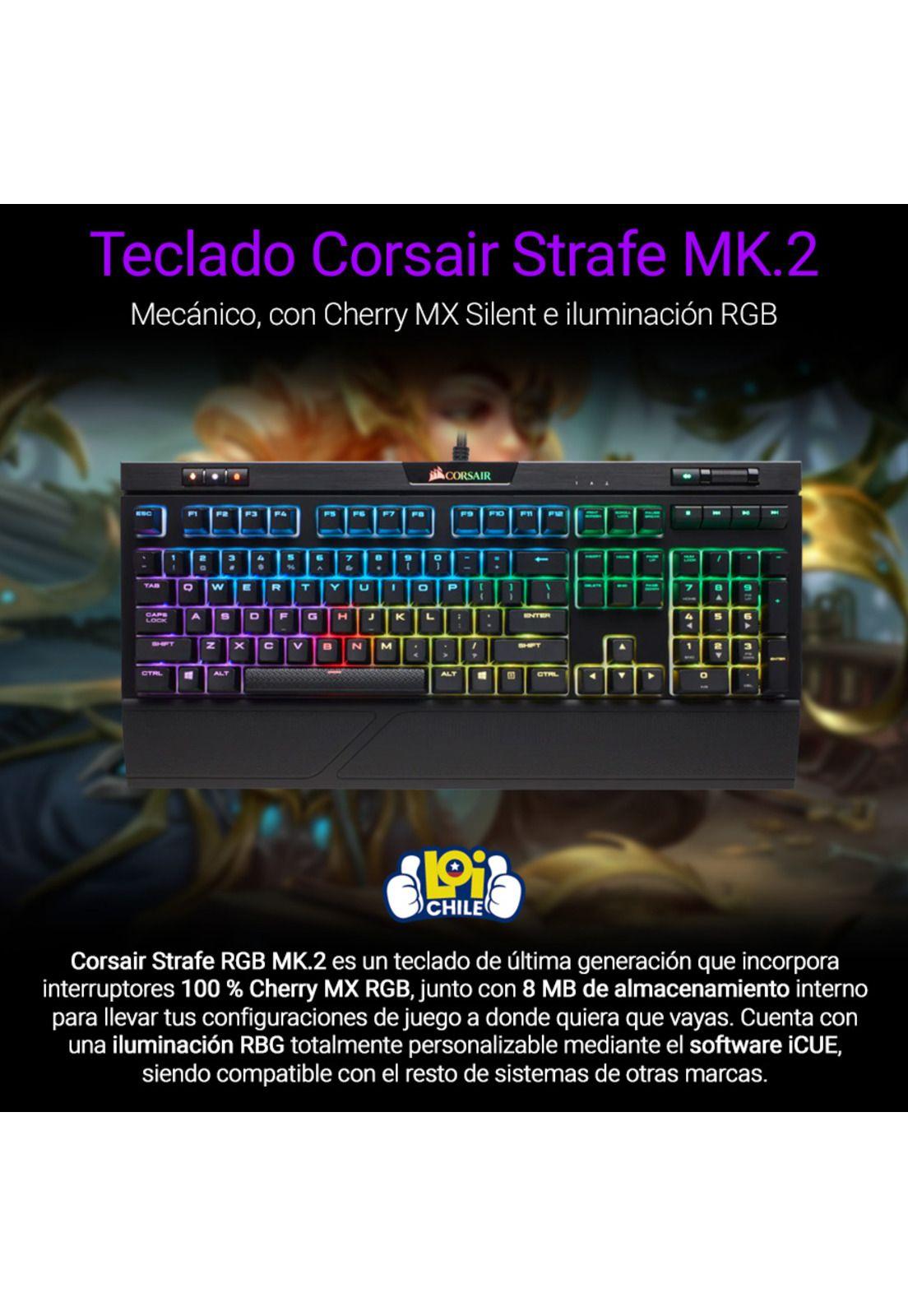 Teclado Gamer Mecanico Corsair Strafe RGB Switches Cherry Mx Silent-1