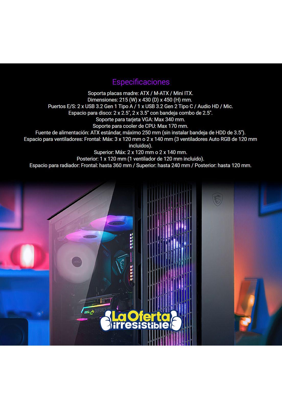 Gabinete Gamer Msi Mpg Gungnir 110m Mid Tower Panel Lateral Y Vidrio Frontal-4