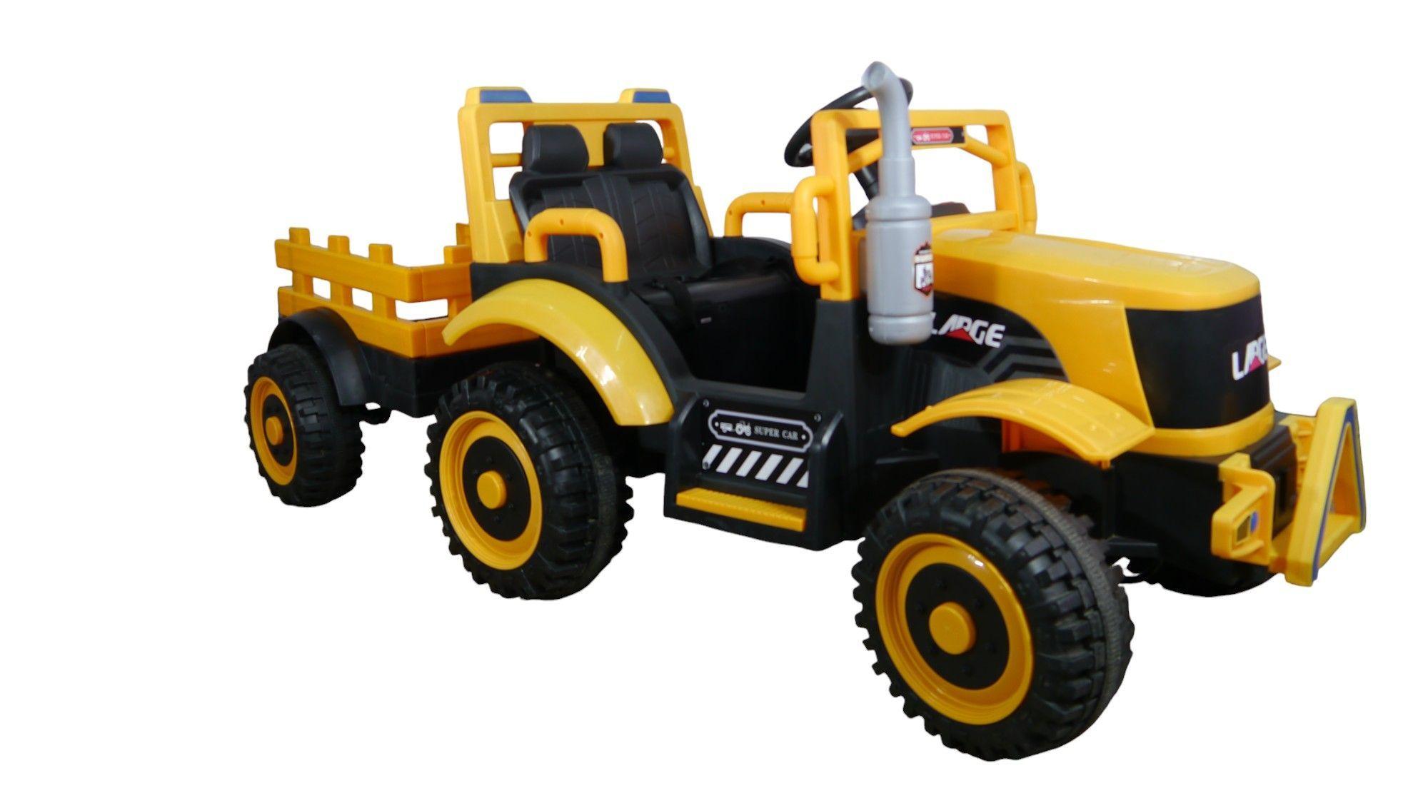 Tractor Eléctrico Con Carro Premium Amarillo-0