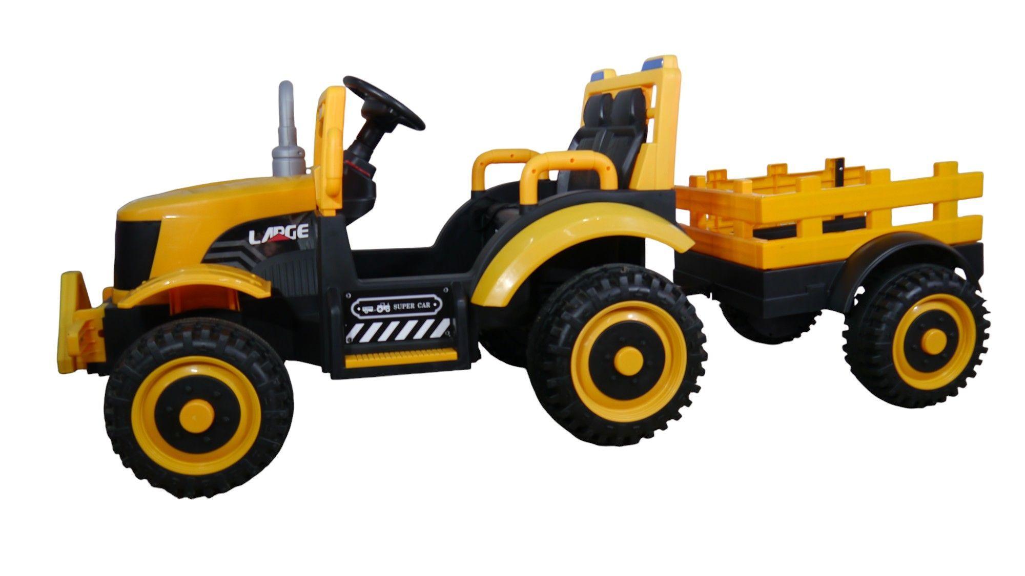 Tractor Eléctrico Con Carro Premium Amarillo-2