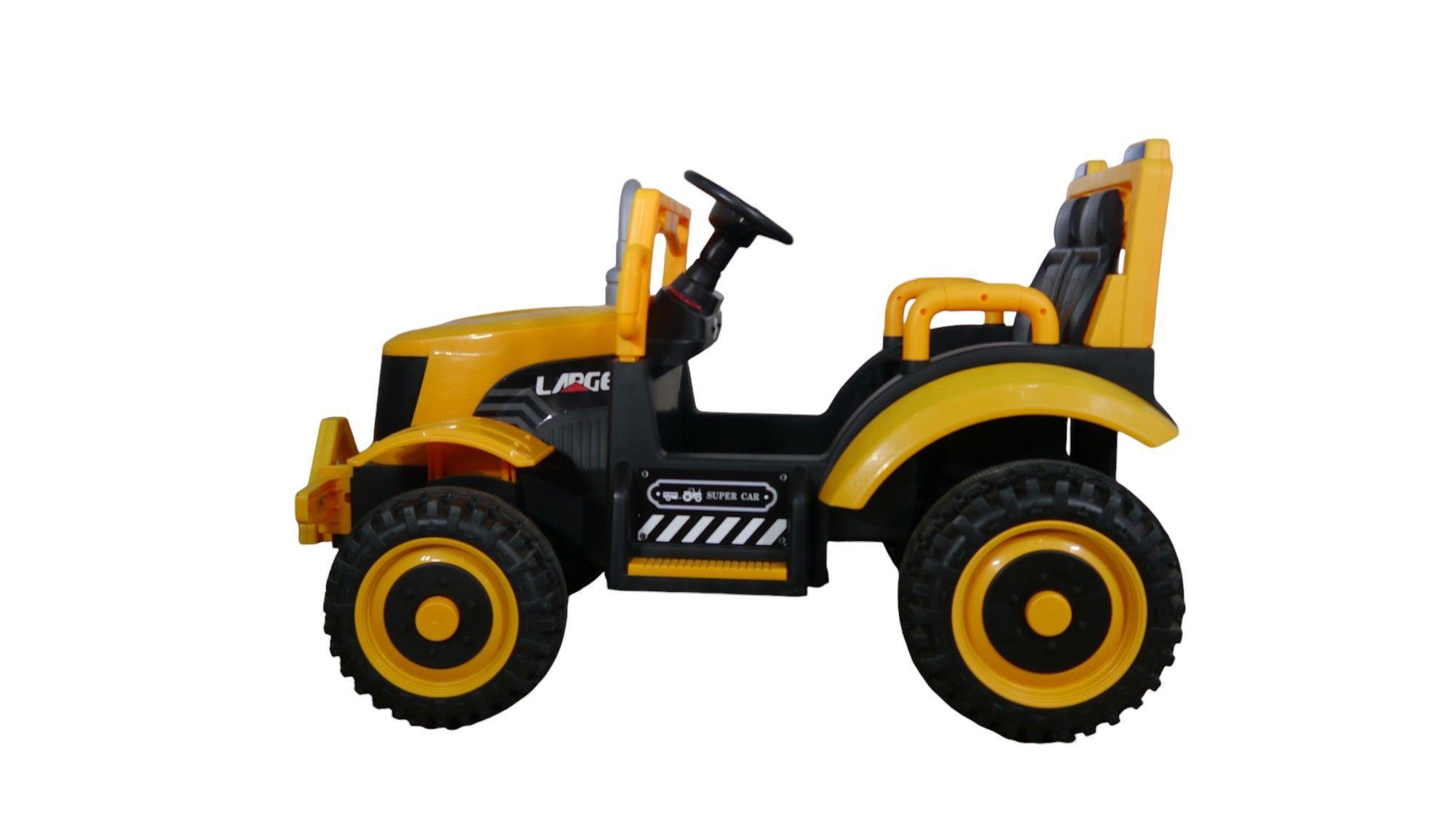 Tractor Eléctrico Con Carro Premium Amarillo-3