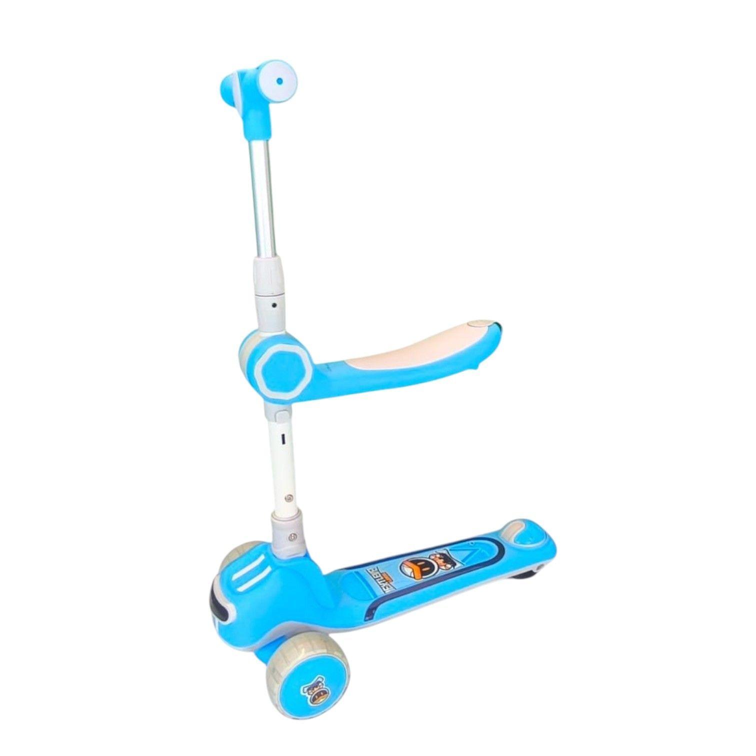 Scooter Plegable infantil 2 en 1 Luces Led Celeste-3