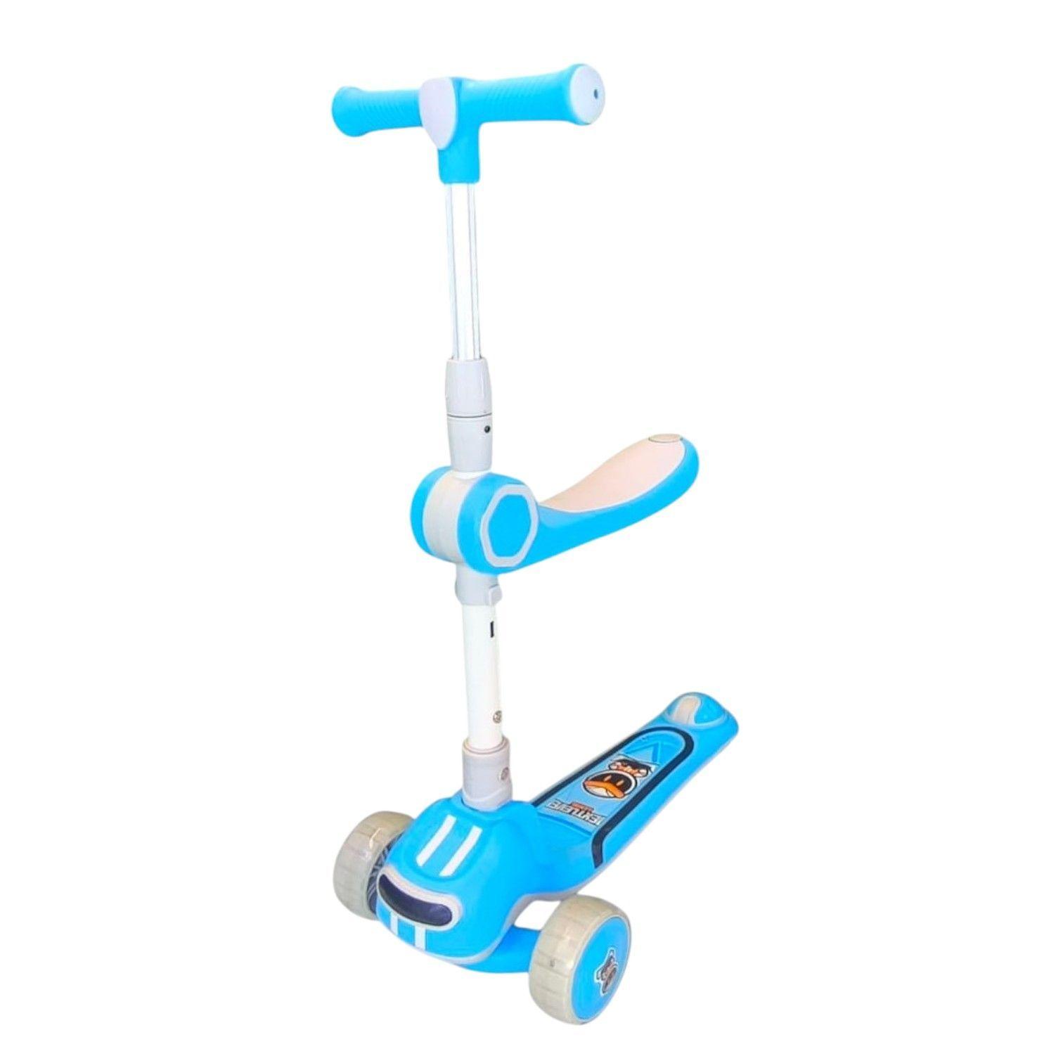 Scooter Plegable infantil 2 en 1 Luces Led Celeste-4