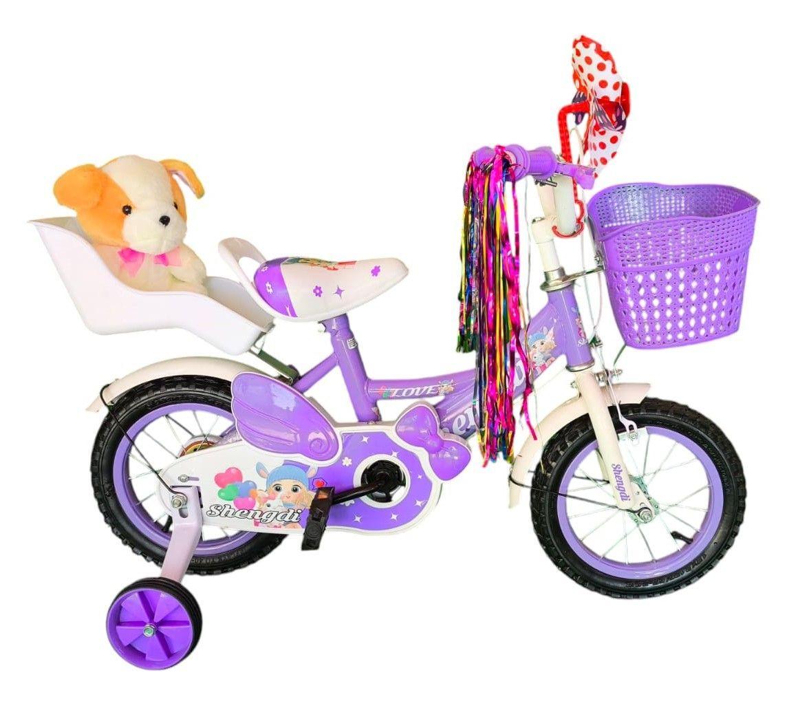 Bicicleta Aro 12 Infantil  Con Peluchero Lila  Shengdi                -2