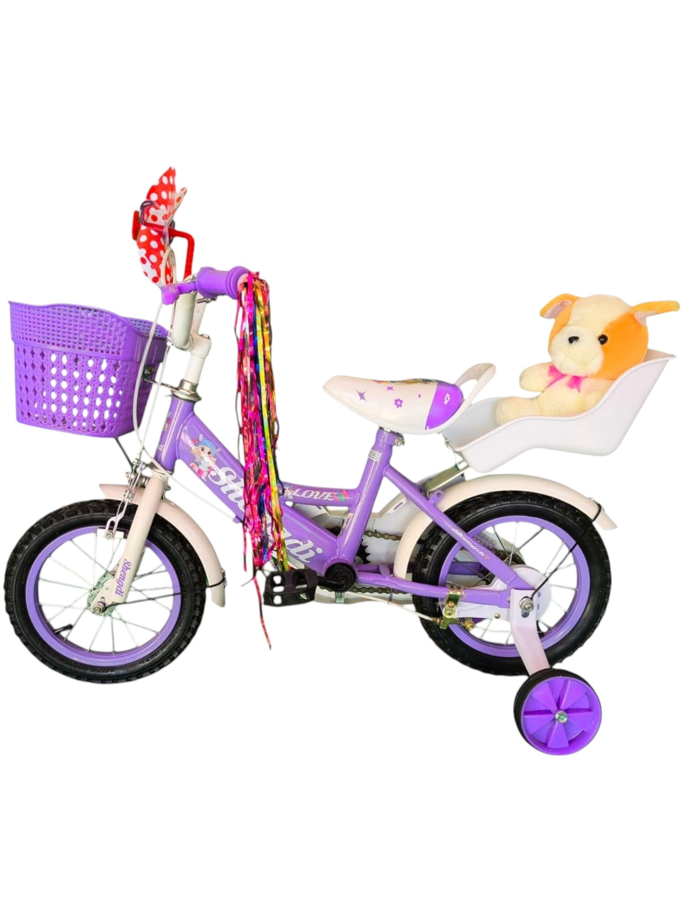 Bicicleta Aro 12 Infantil  Con Peluchero Lila  Shengdi                -3