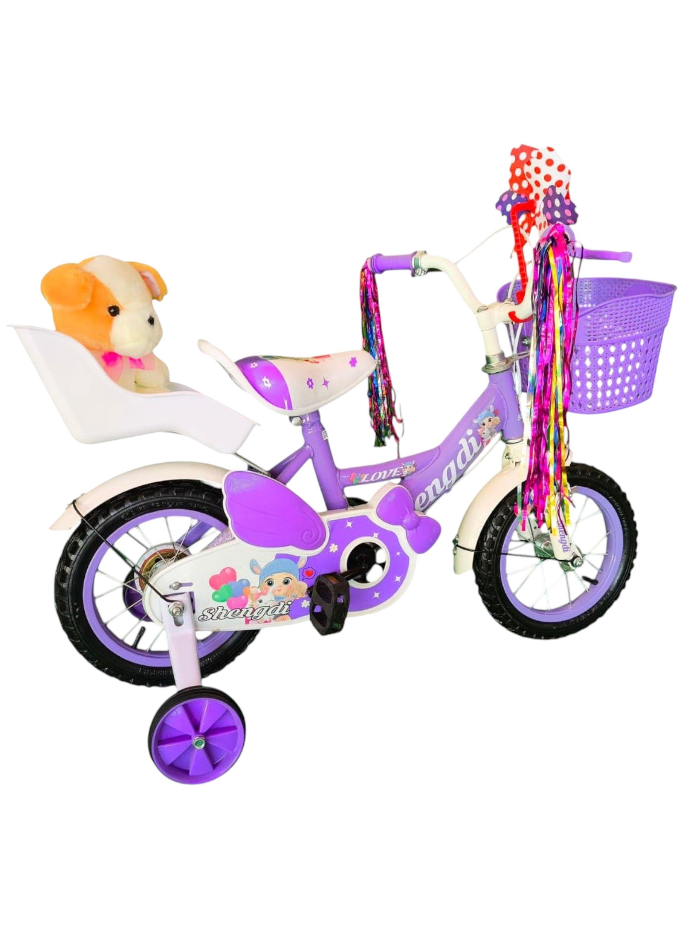 Bicicleta Aro 12 Infantil  Con Peluchero Lila  Shengdi                -5