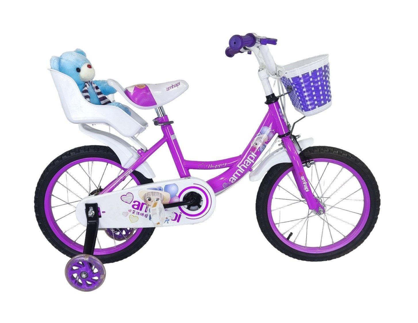 Bicicleta Aro 16 Infantil Amhapi Lila Con Peluche-0