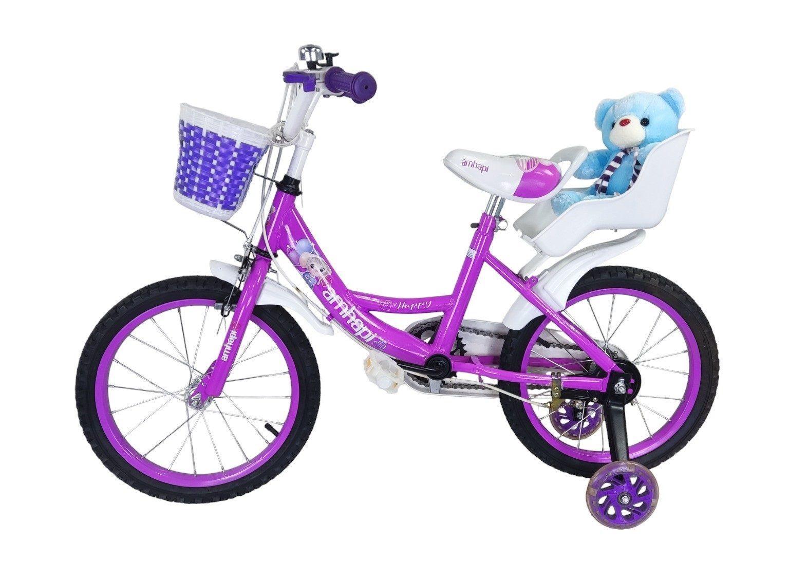 Bicicleta Aro 16 Infantil Amhapi Lila Con Peluche-1
