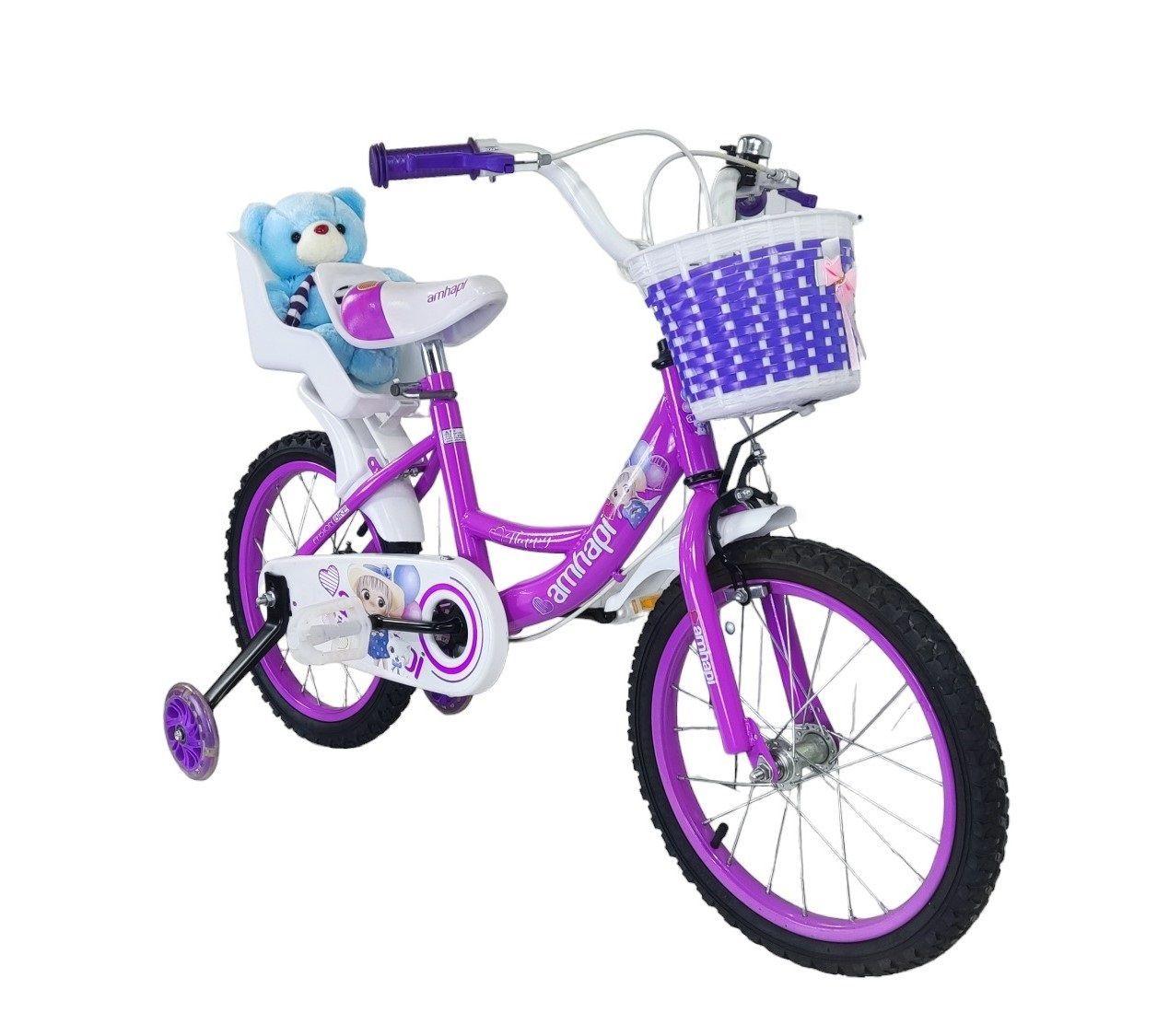 Bicicleta Aro 16 Infantil Amhapi Lila Con Peluche-2
