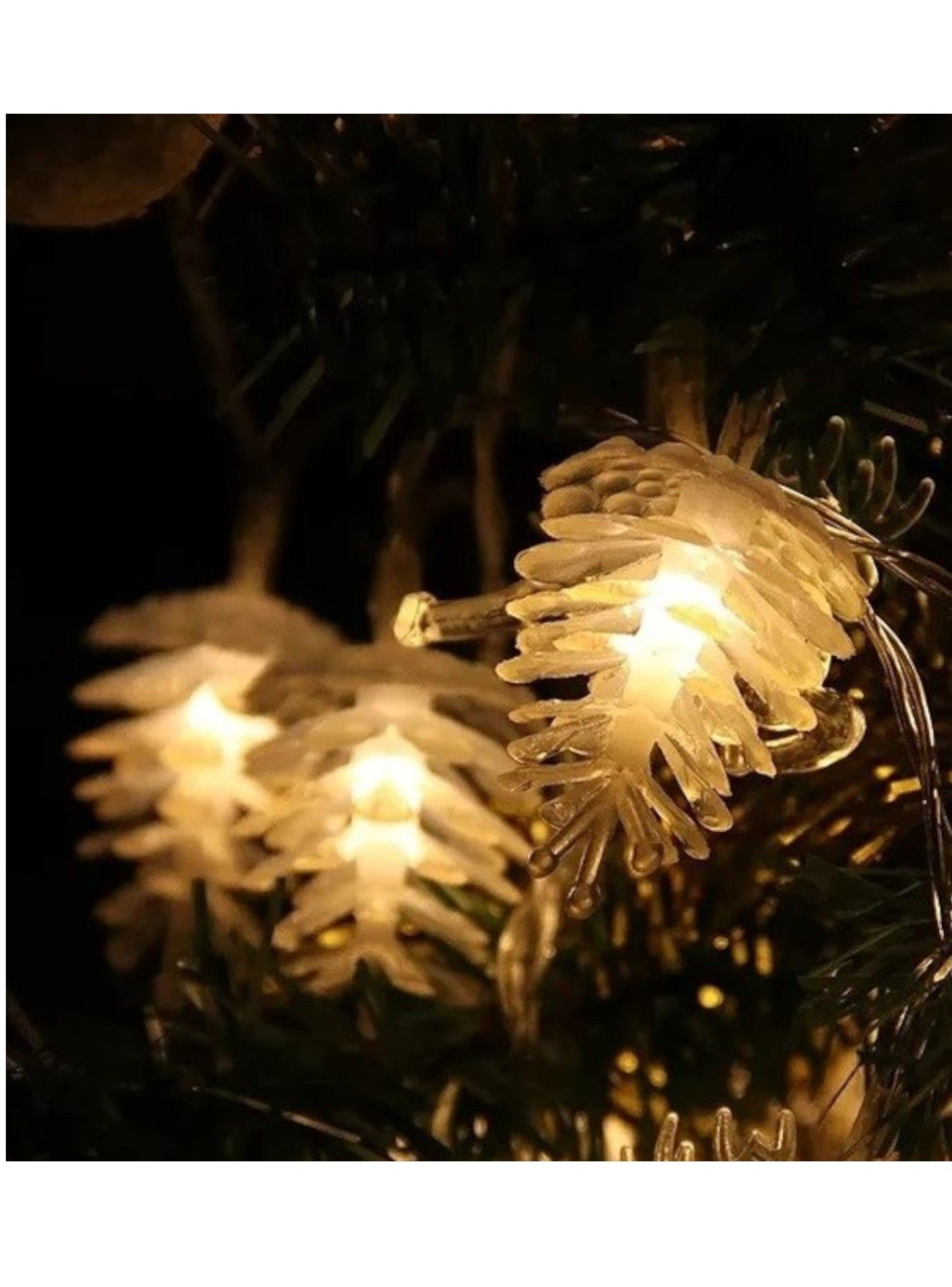 Pack de 2 Guirnaldas De Luces Solares en forma de Piñon 11 mts y 50 piñones -2