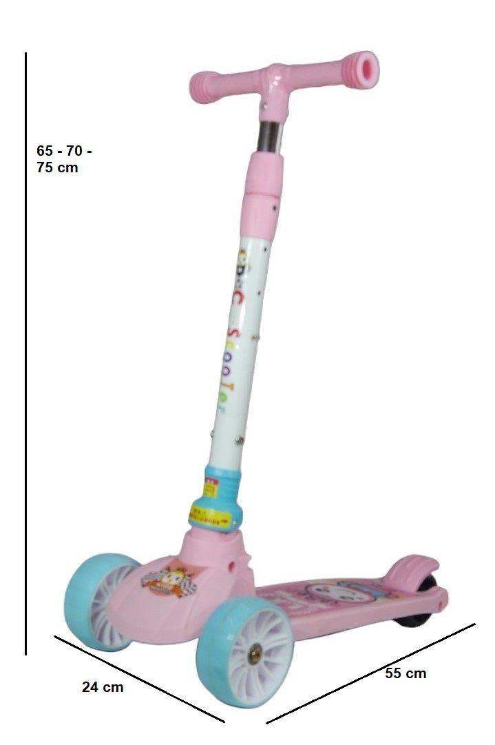 Scooter Monopatín Niños Rosado Blanco-2