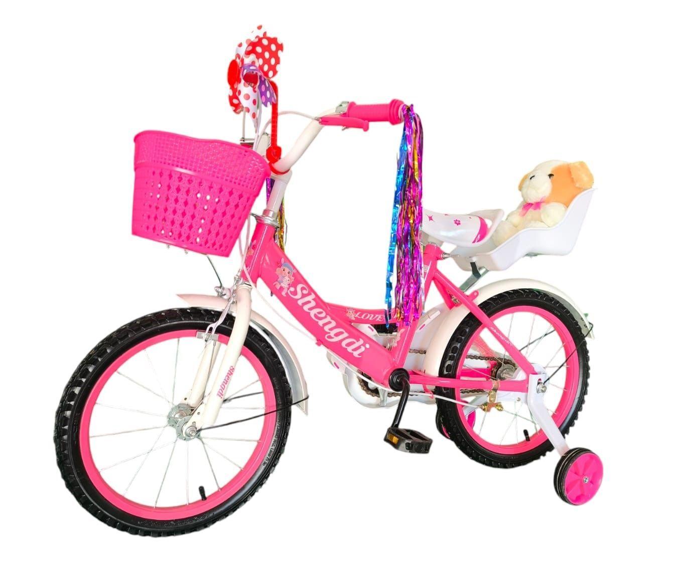Bicicleta Aro 12 Infantil  Con Peluchero Rosado  Shengdi -2