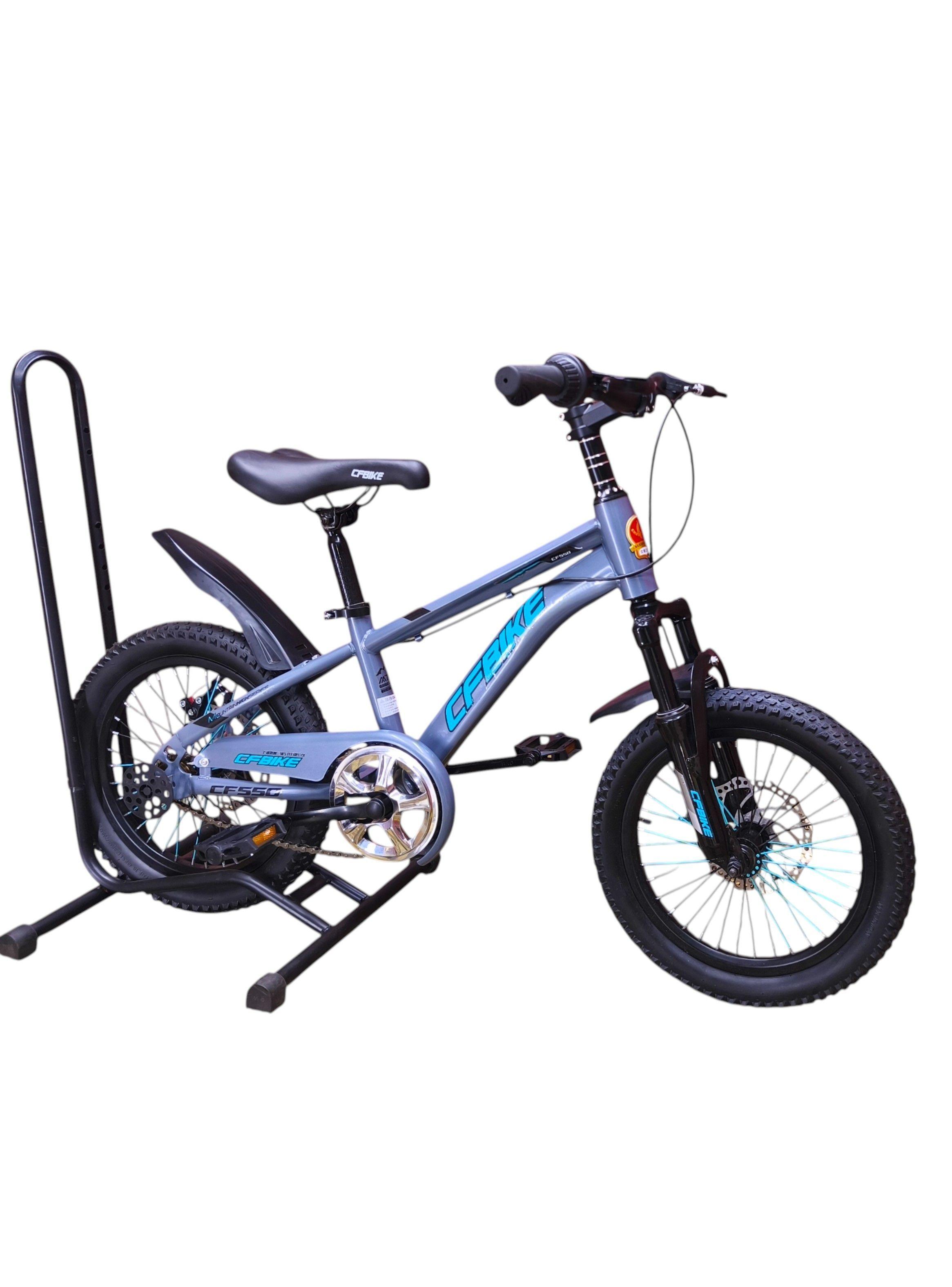 	Bicicleta Aro 16 Cfbike Con Freno Disco Gris Log Celeste-2