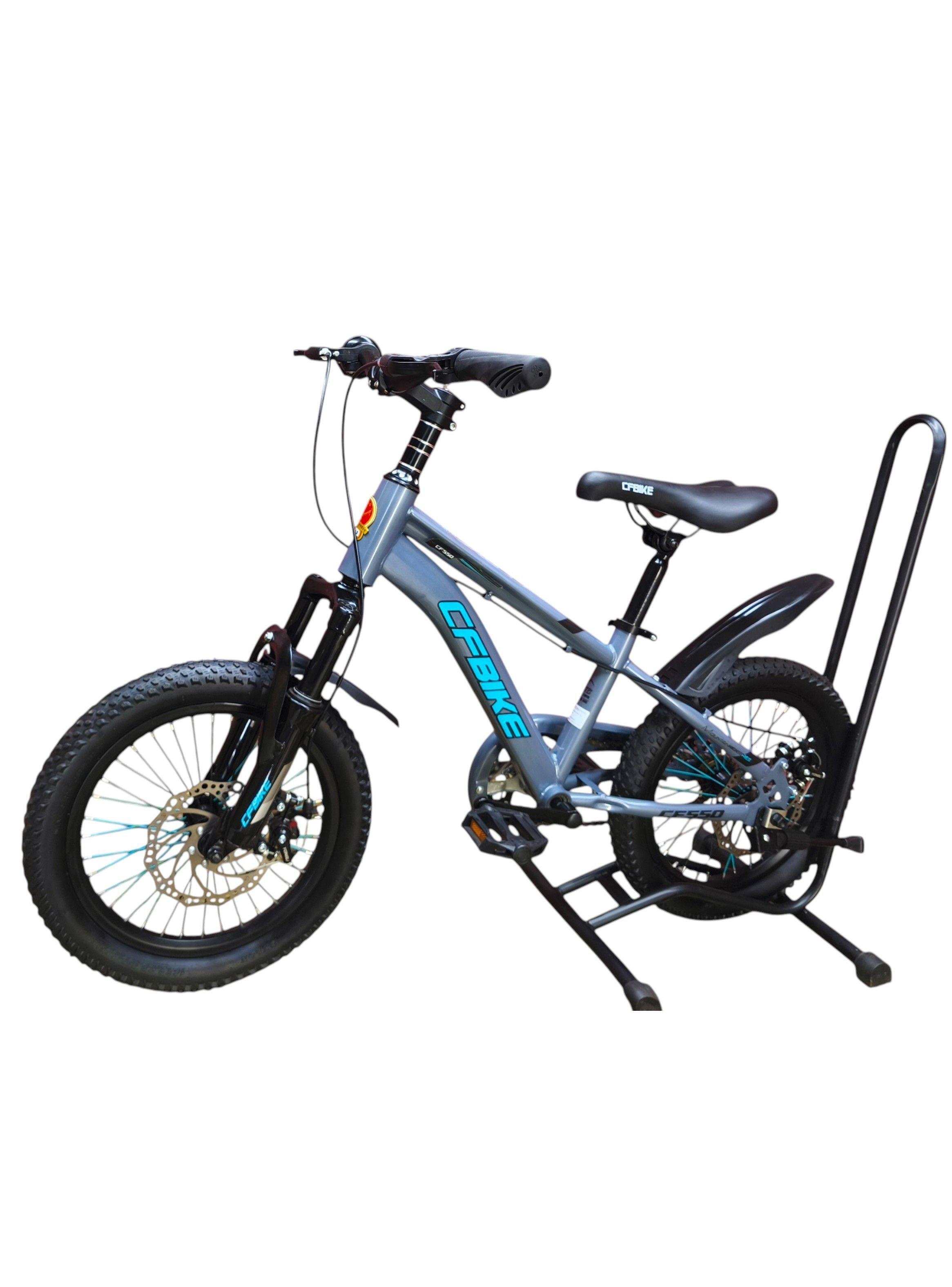 	Bicicleta Aro 16 Cfbike Con Freno Disco Gris Log Celeste-3