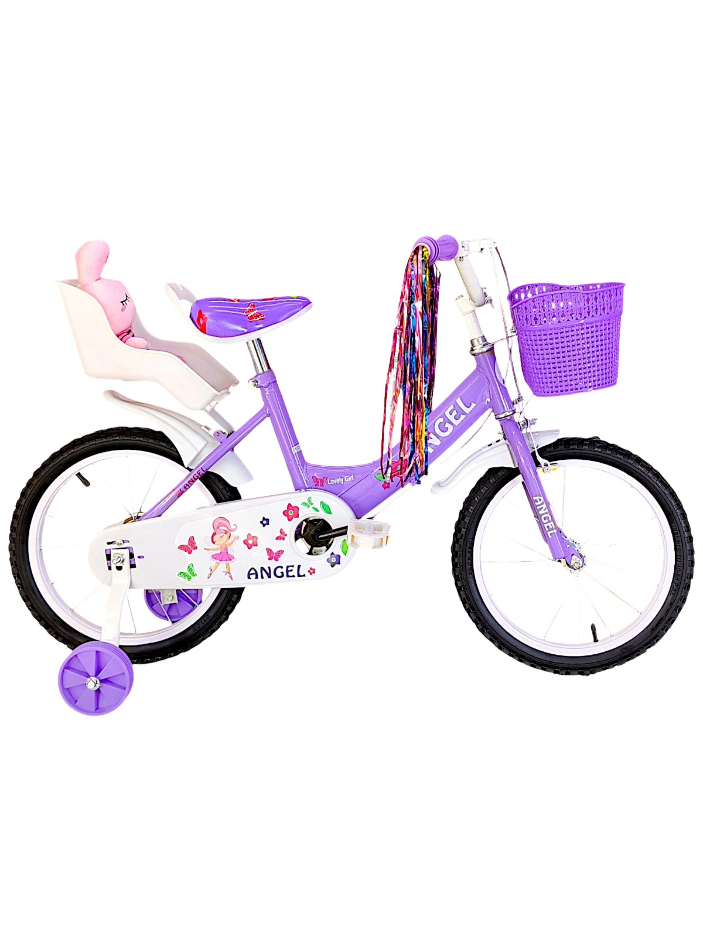Bicicleta Aro 16 Infantil Con Peluchero Lila Angel-0