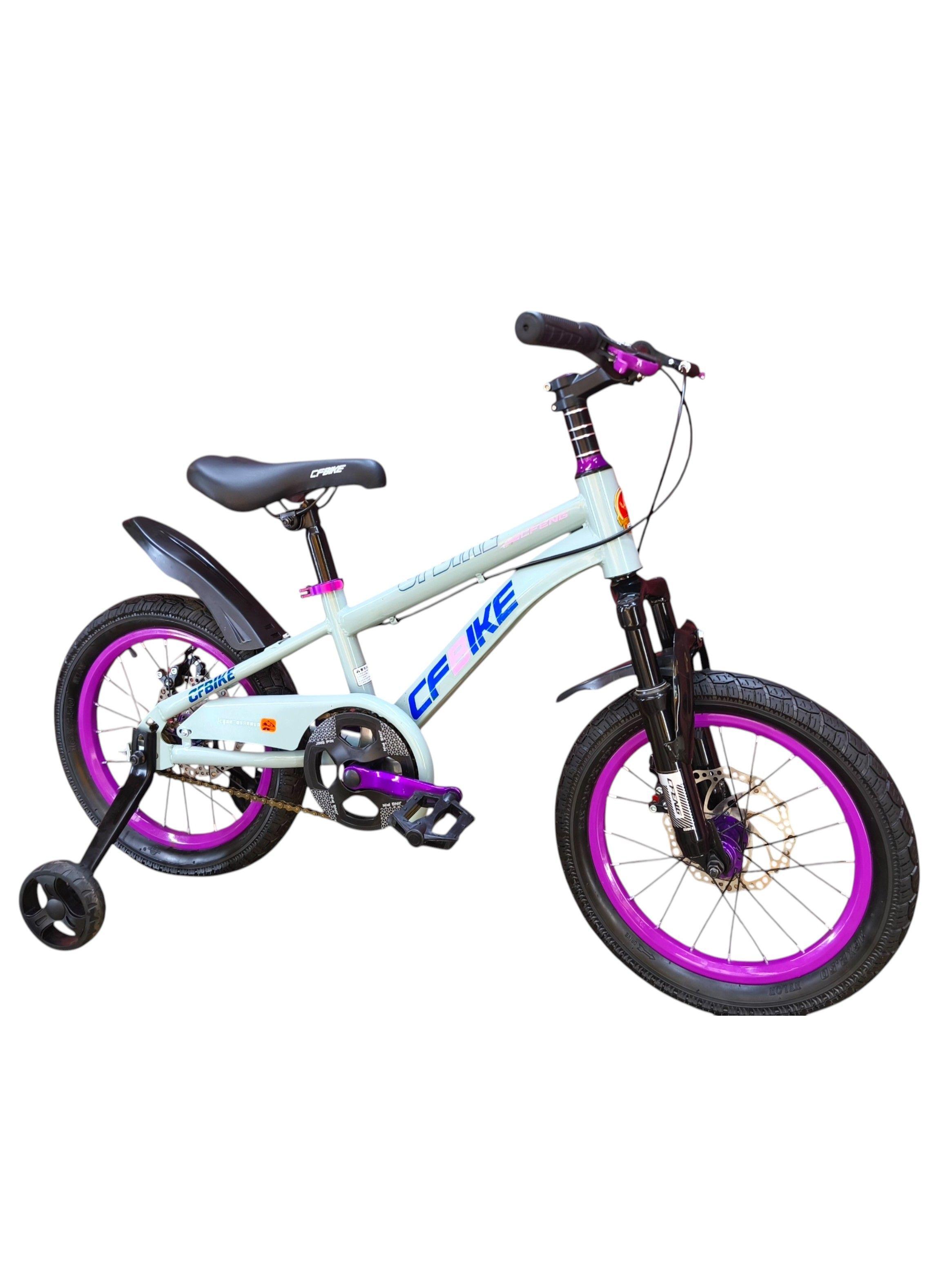 Bicicleta Aro 16 Cfbike Con Freno Disco Gris Morado -2