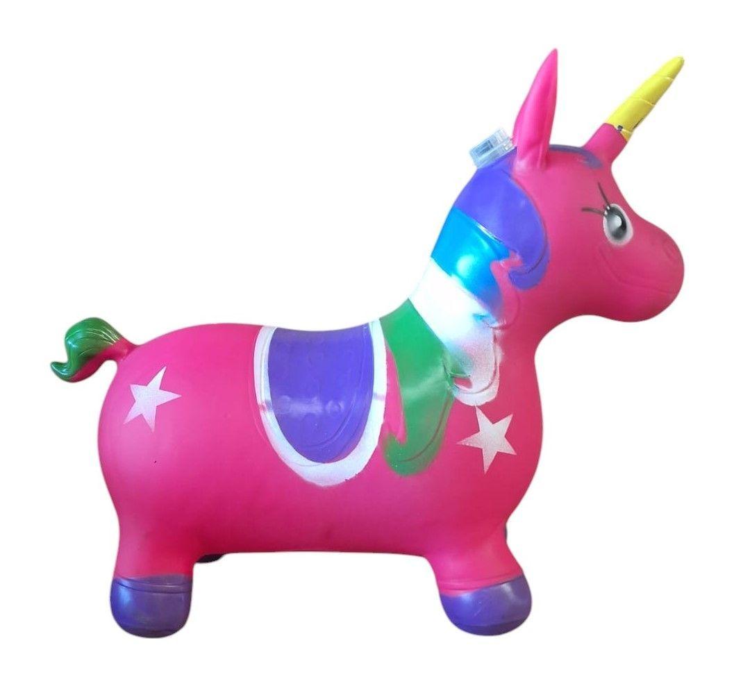 Unicornio Saltarín Inflable Con Sonido Fucsia -2