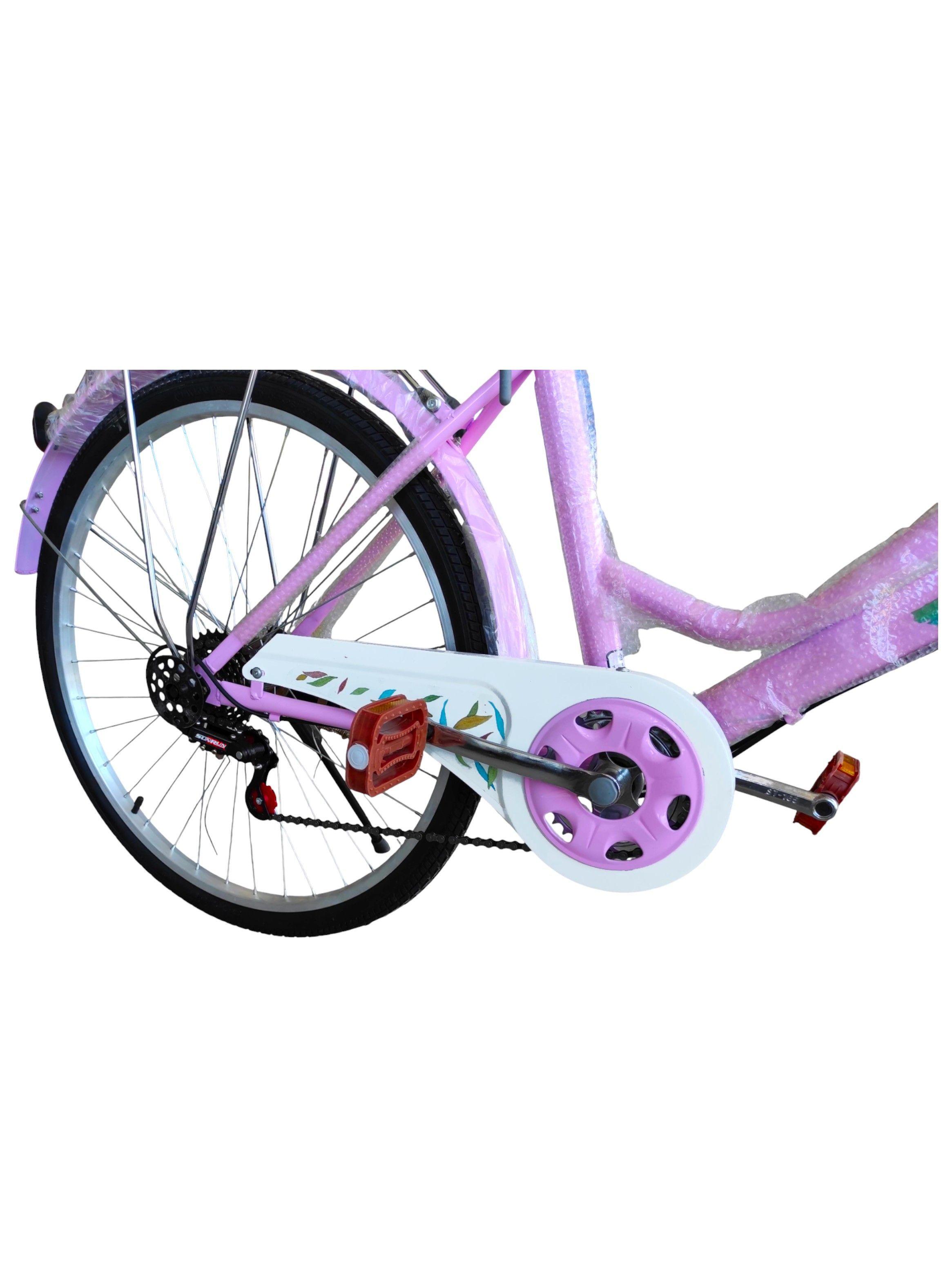 Bicicleta Aro 27.5 Puleda Rosado de Paseo Con 7 Velocidades Y Freno Disco-2