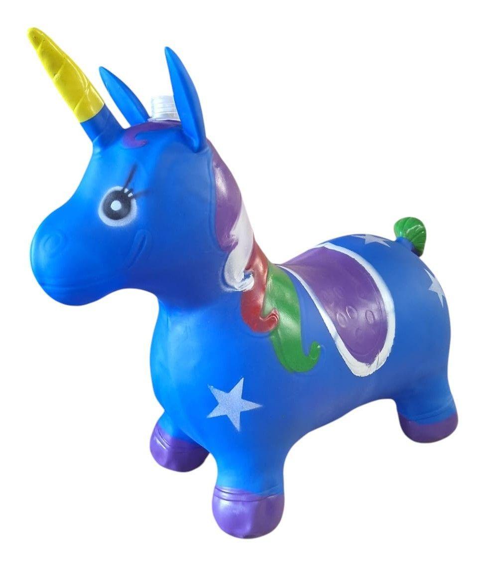 Unicornio Saltarín Inflable Con Sonido Azul-2