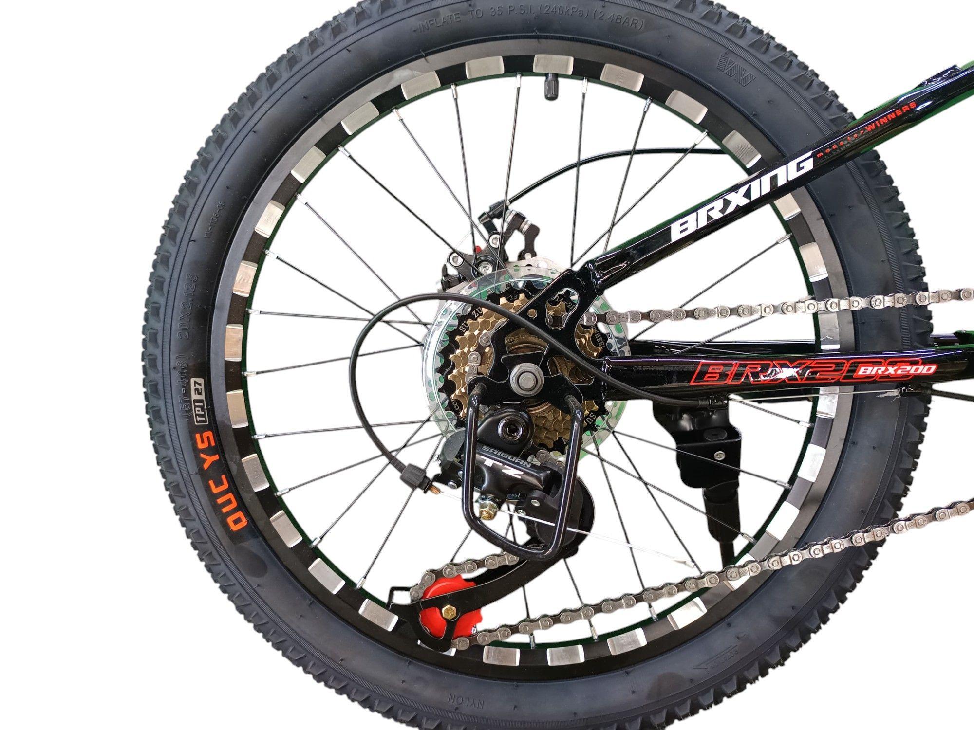 Bicicleta Aro 20 Brxing SV7 Negro Con Freno Disco Y 21 Velocidades-6