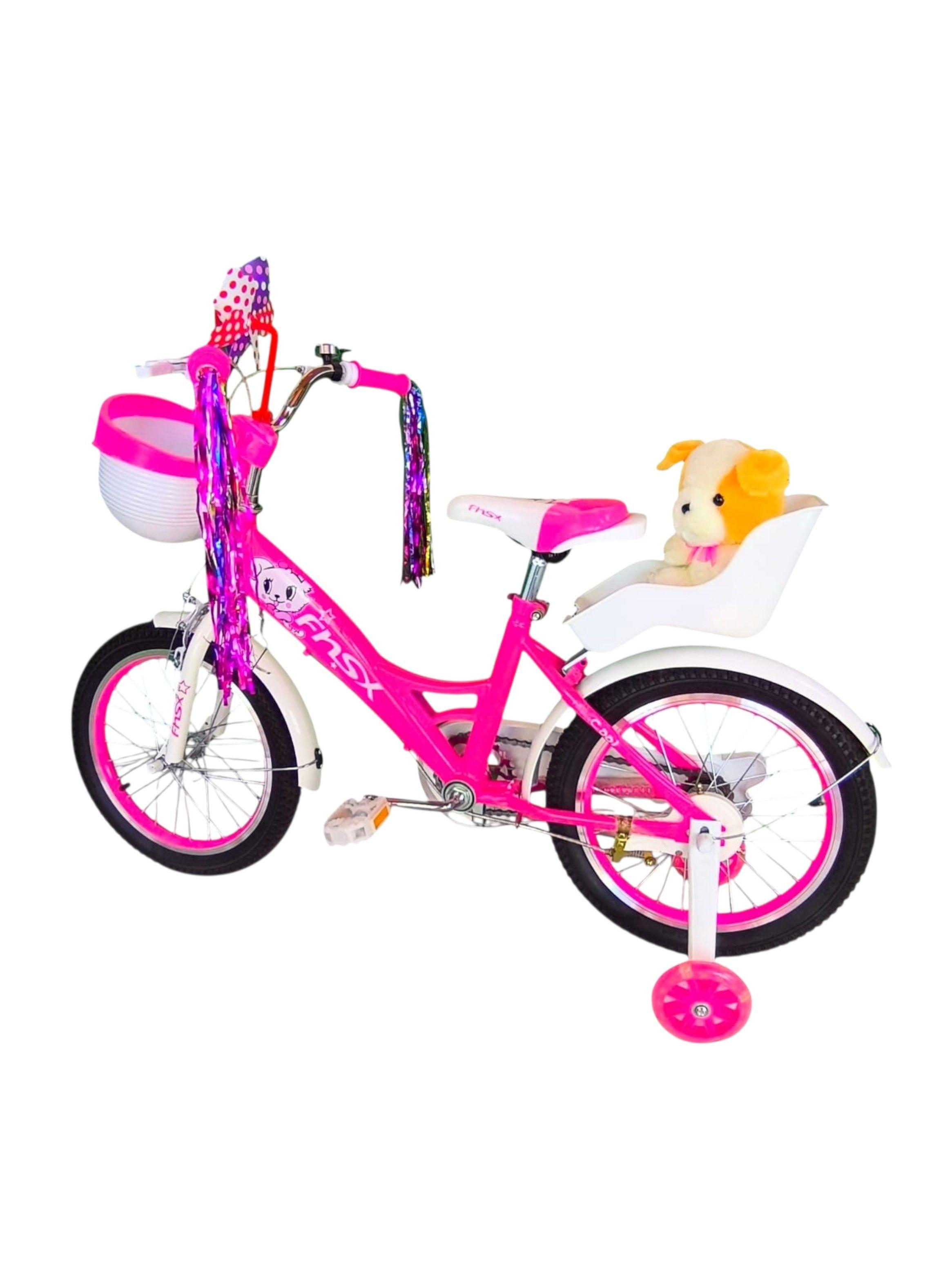 Bicicleta Aro 16 Infantil Con Peluchero Rosada Fnsx-5