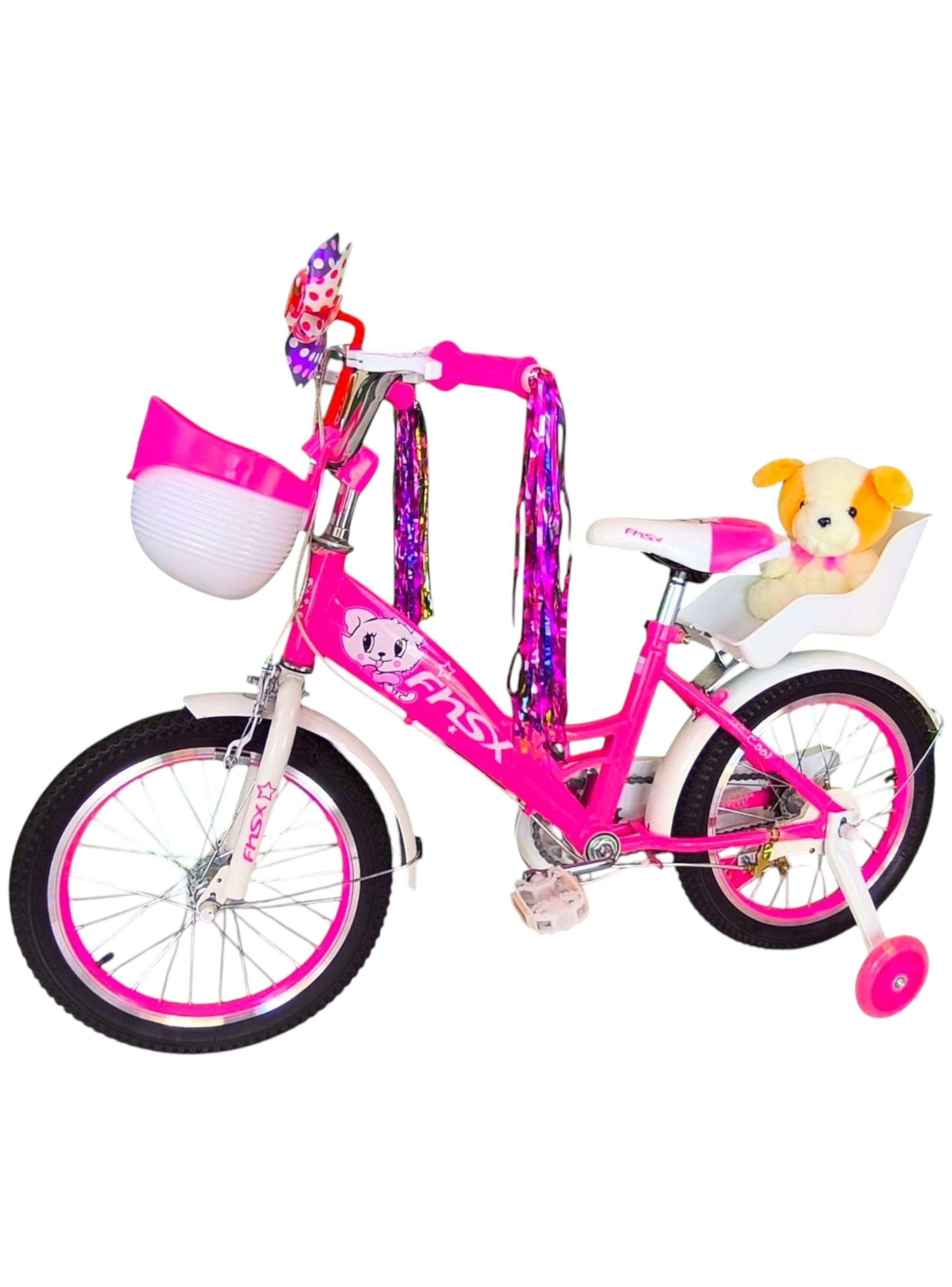 Bicicleta Aro 16 Infantil Con Peluchero Rosada Fnsx-2